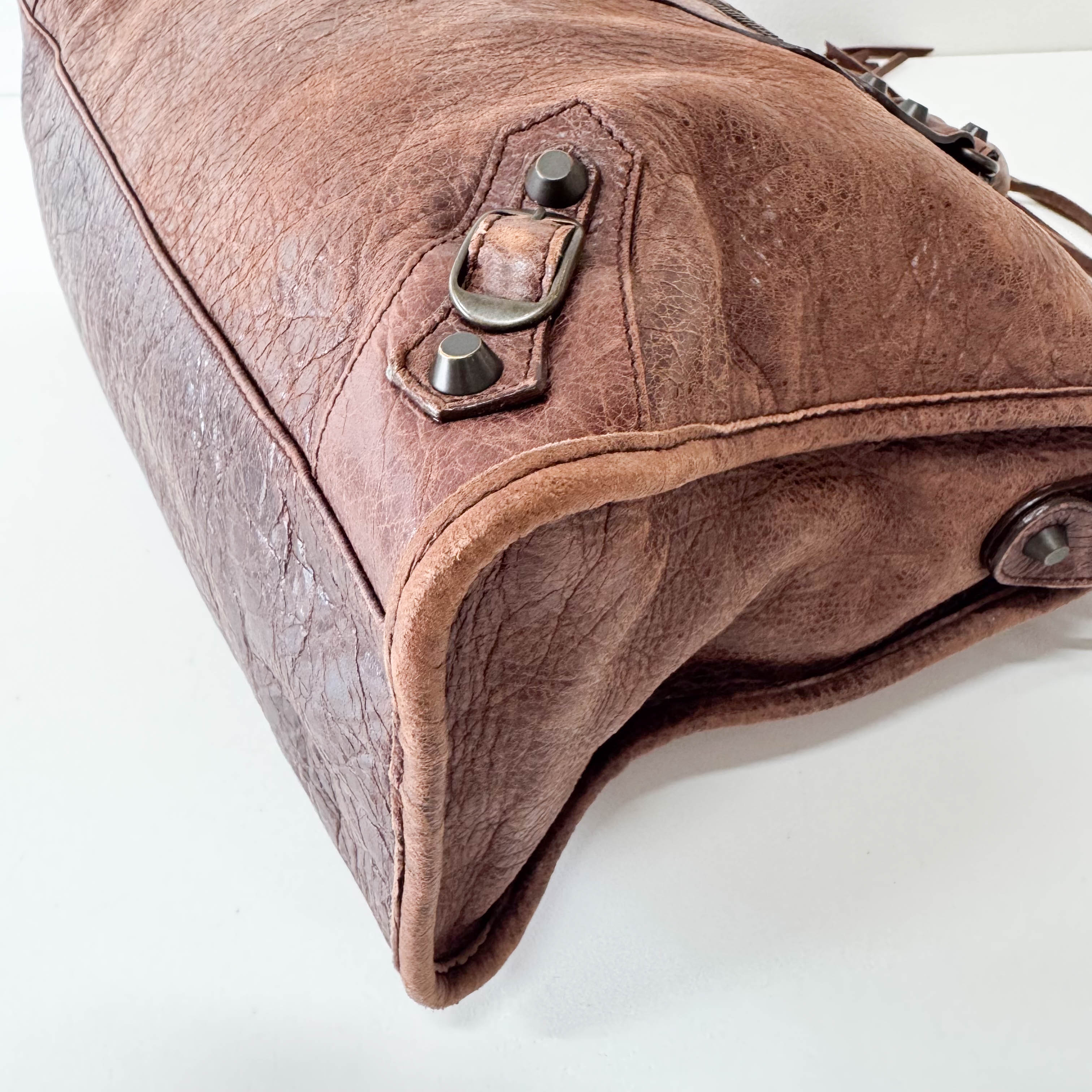 The City Brown Leather Hand bag