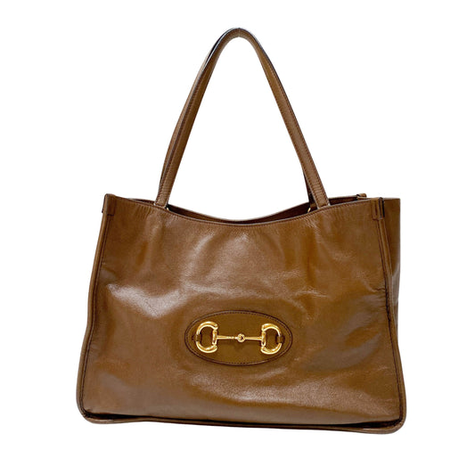 Horsebit Brown Leather Shoulder Bag