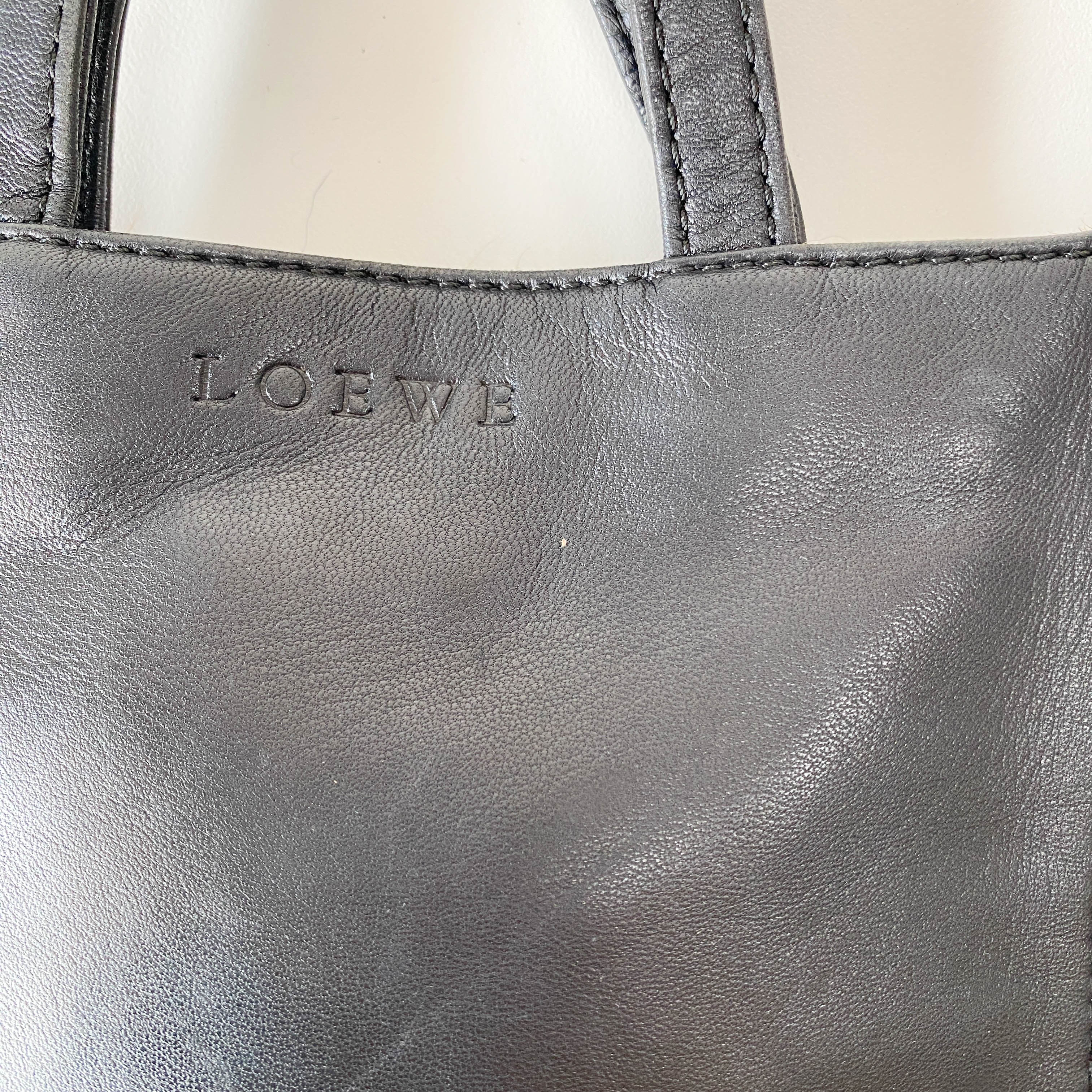 Leopard Print Pony Hair / Black Leather Mini Tote Handbag