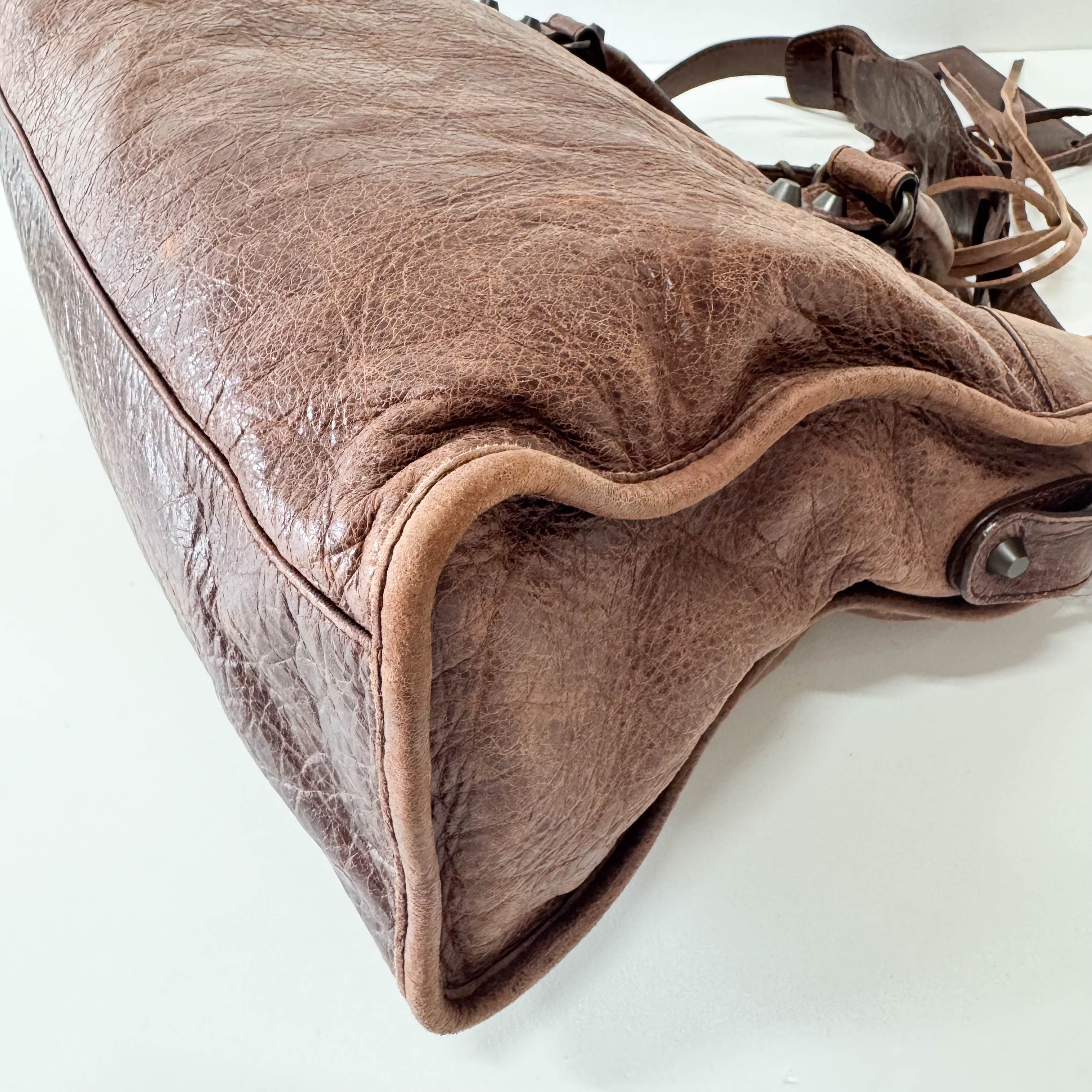 The City Brown Leather Hand bag