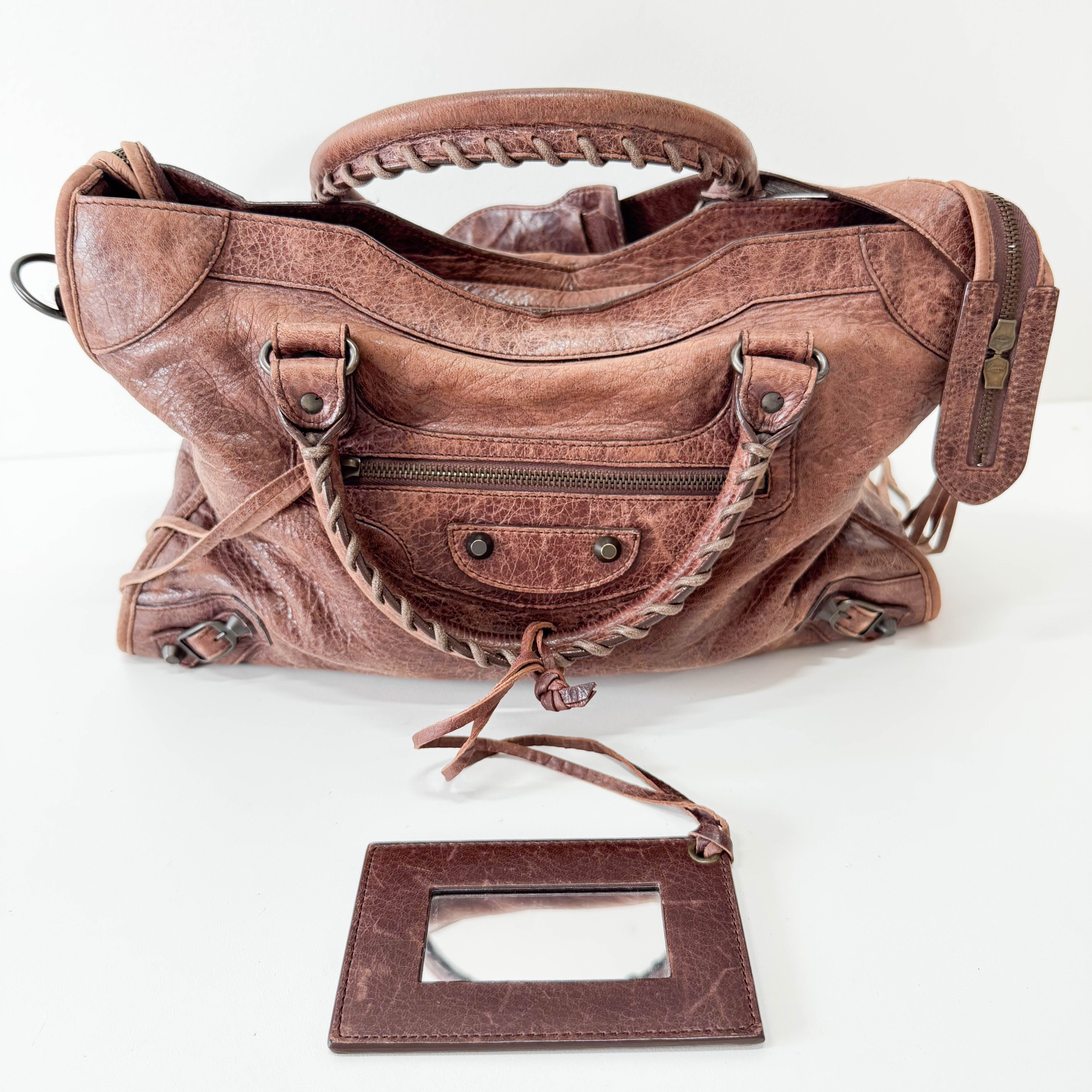 The City Brown Leather Hand bag