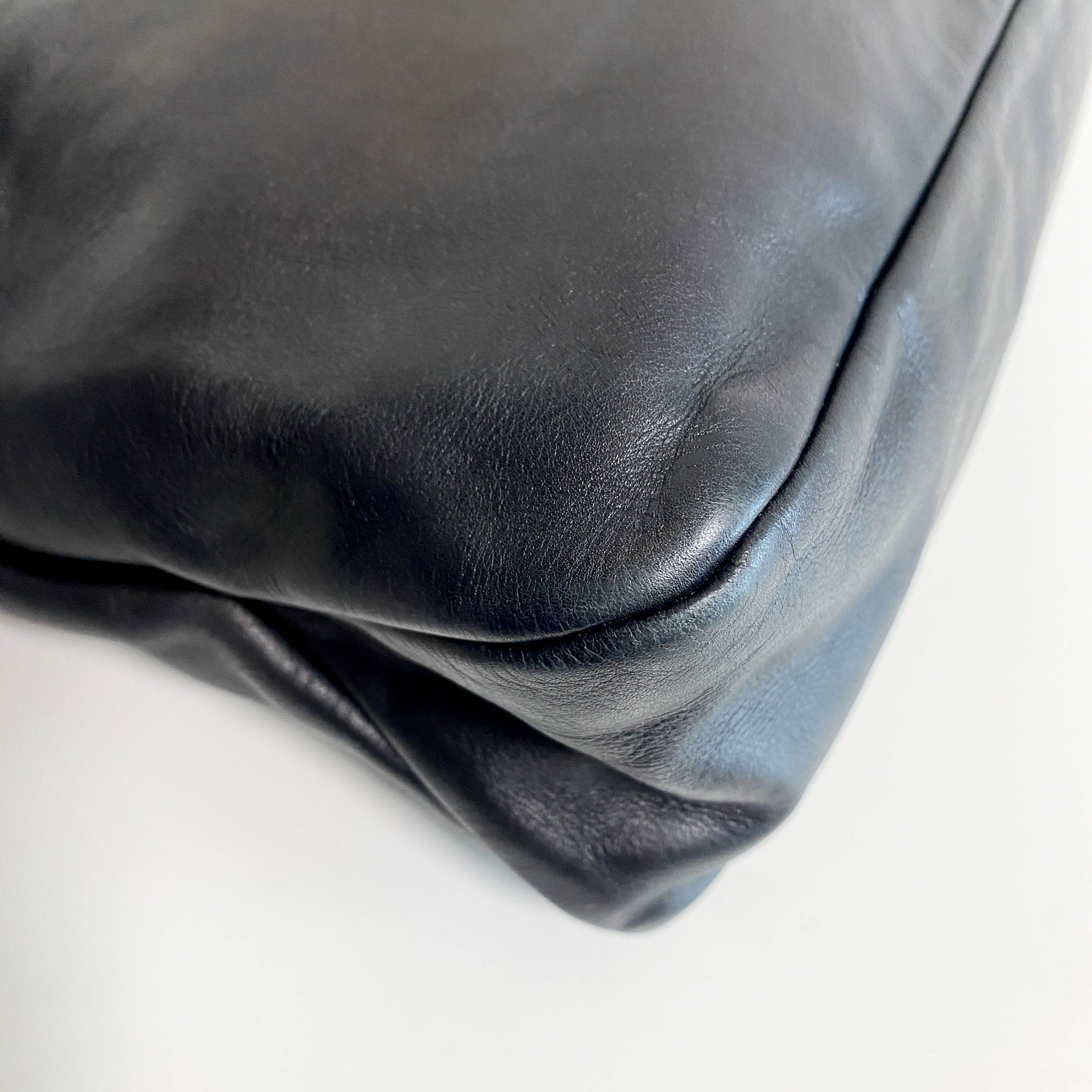 Horsebit Black Leather Hobo Shoulder Bag