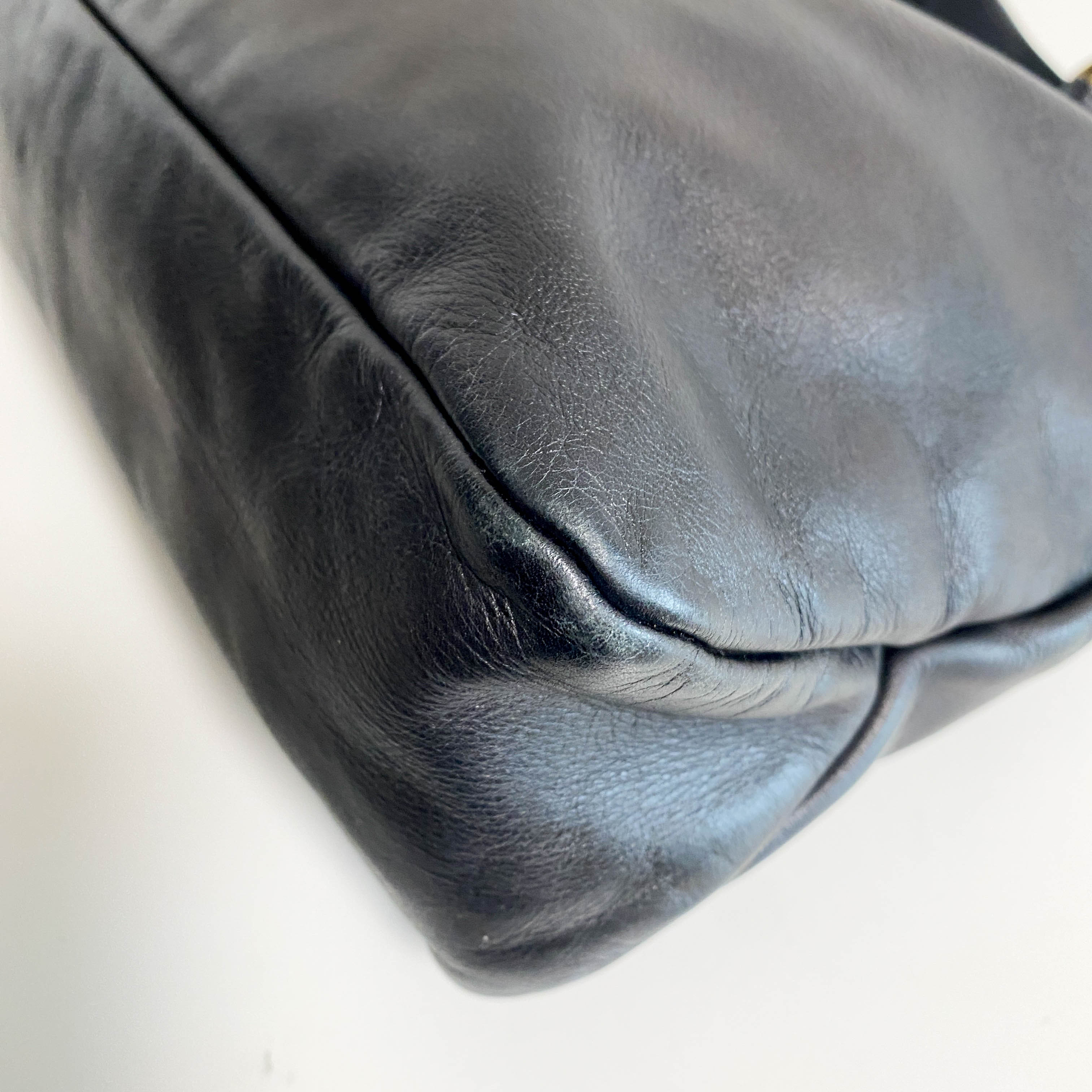 Horsebit Black Leather Hobo Shoulder Bag