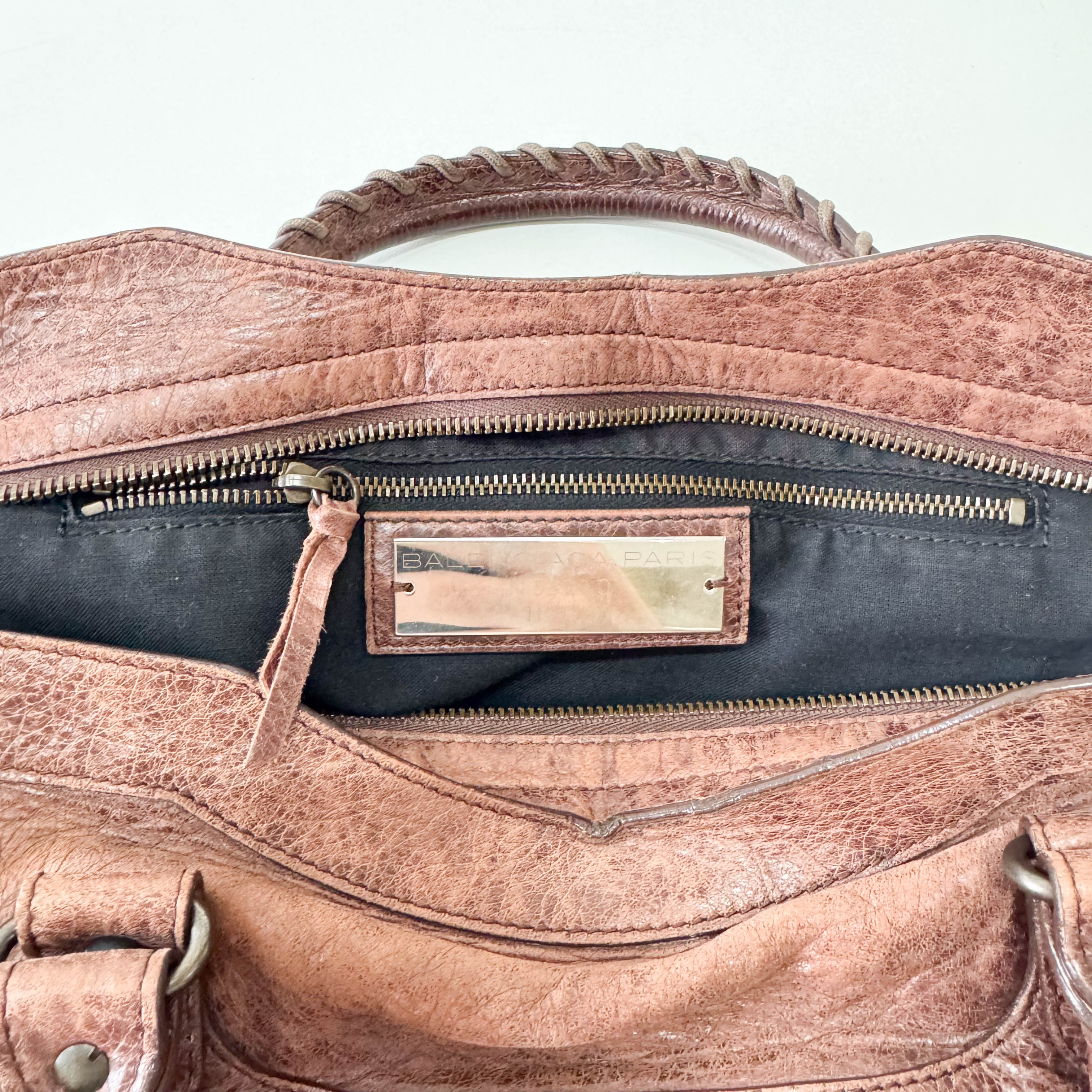 The City Brown Leather Hand bag