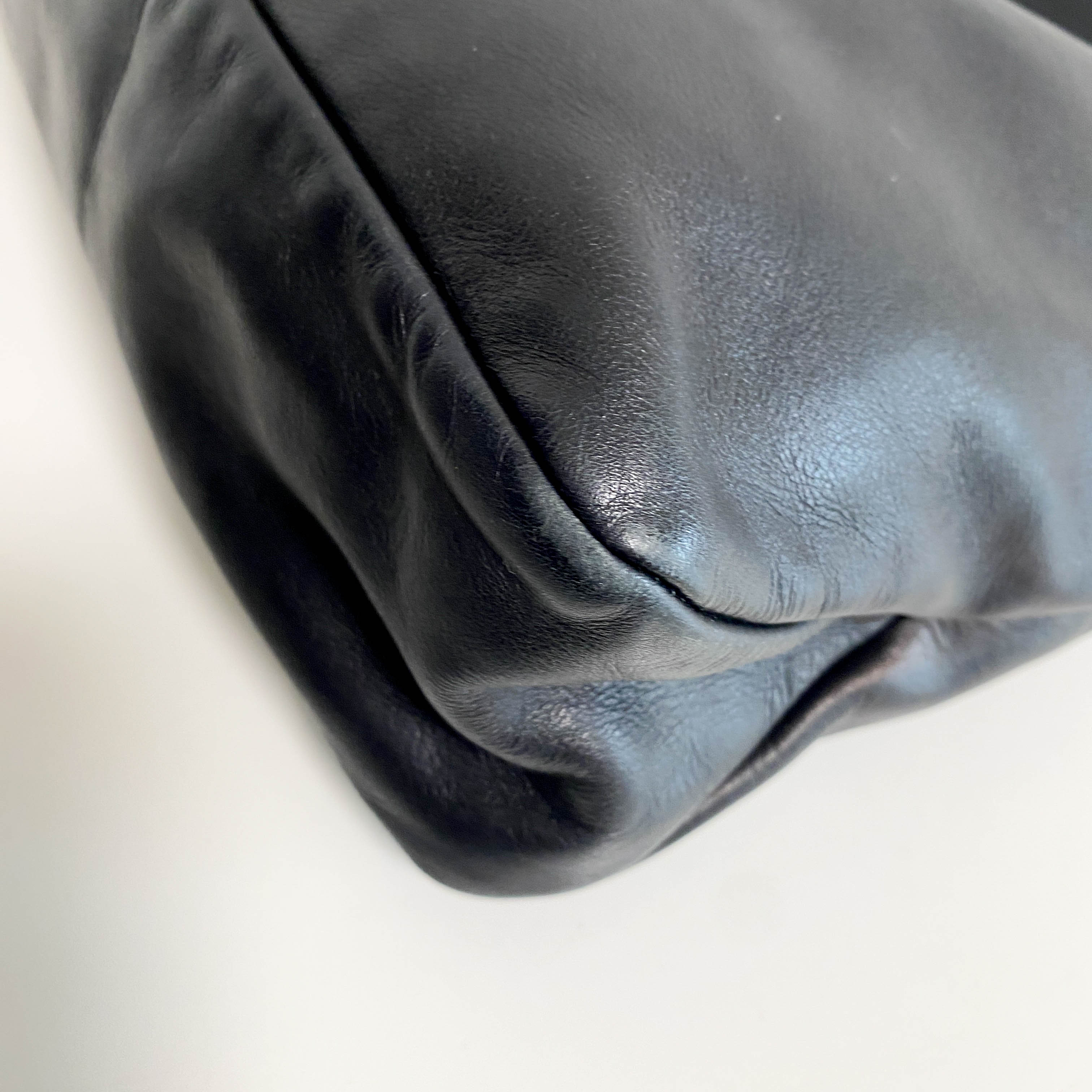 Horsebit Black Leather Hobo Shoulder Bag