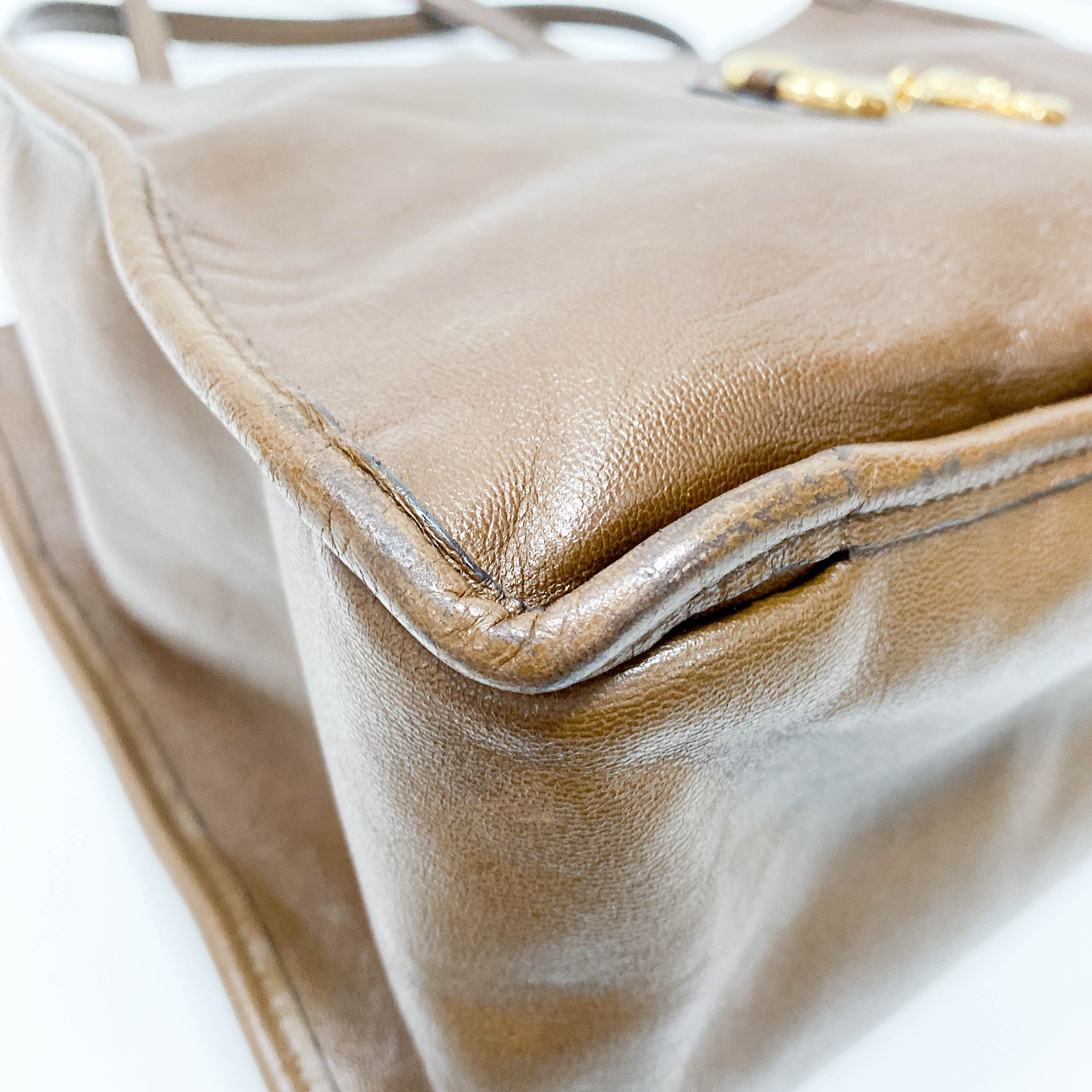 Horsebit Brown Leather Shoulder Bag