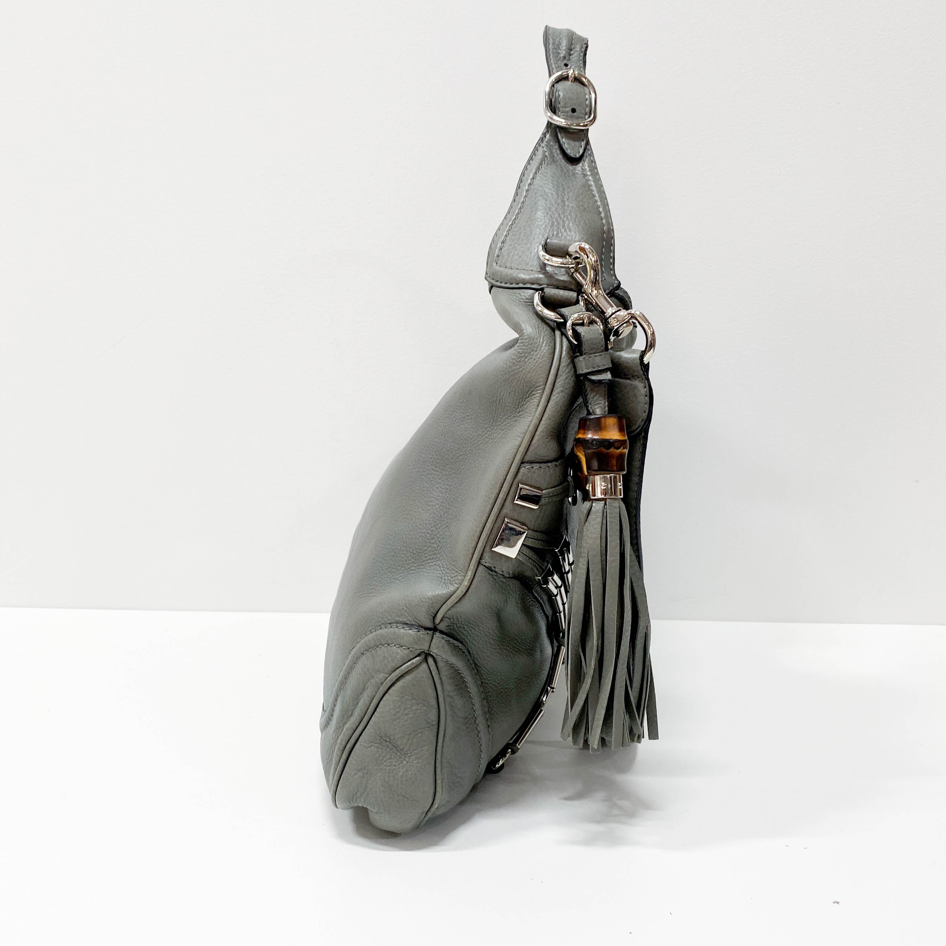 New Jackie Grey Leather Two Way Bag