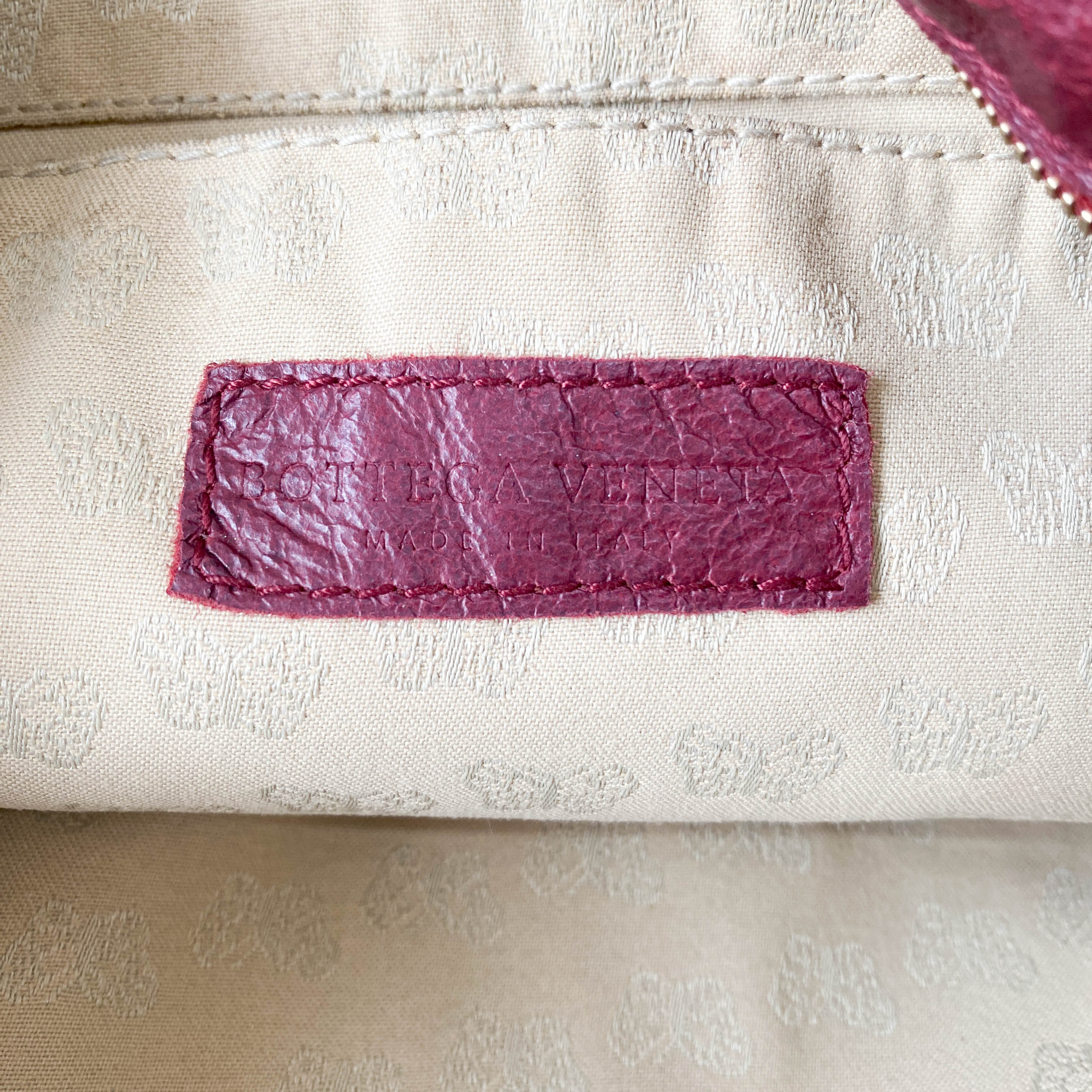 Burgundy Intrecciato Leather Shoulder Bag