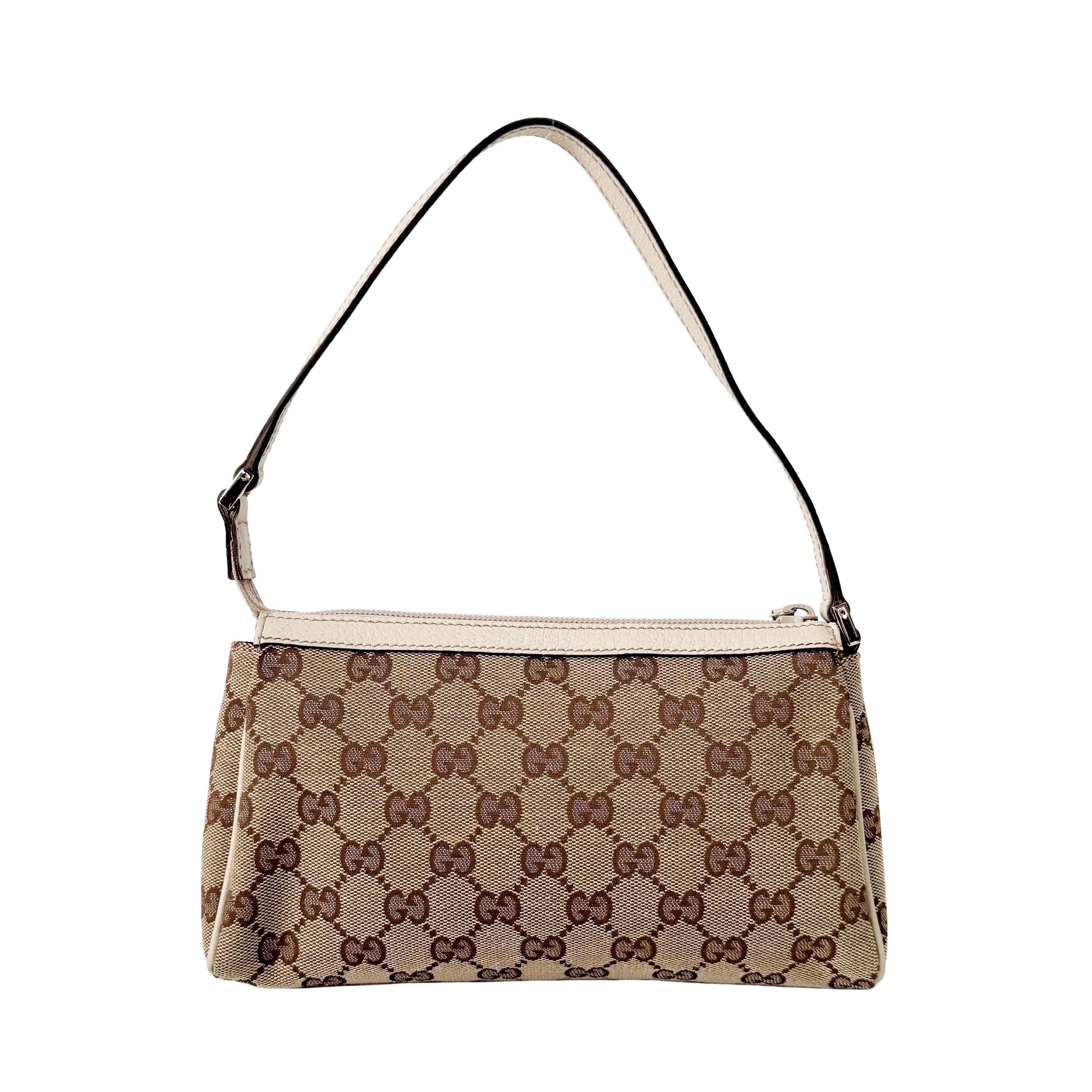 GG Abby Small Beige Canvas Shoulder Bag