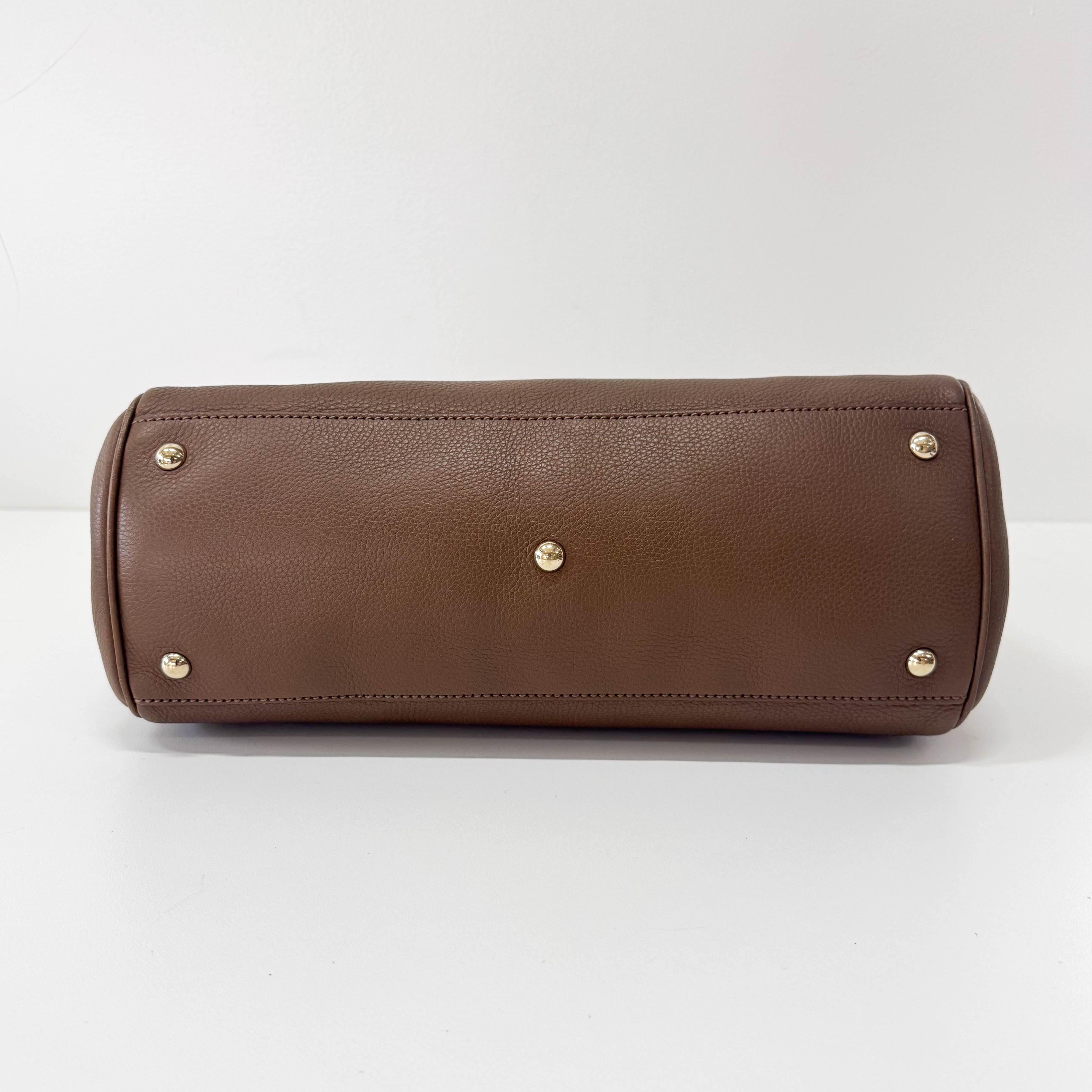 Bamboo Shopper Brown Leather Hand Tote Bag