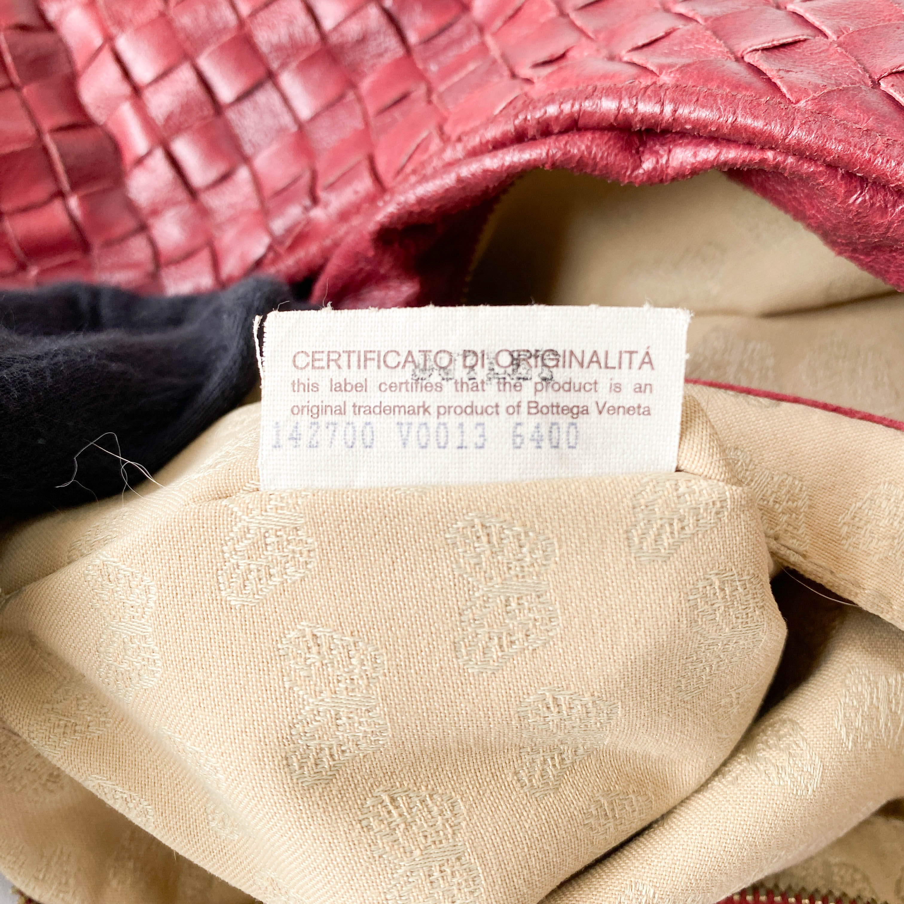 Burgundy Intrecciato Leather Shoulder Bag