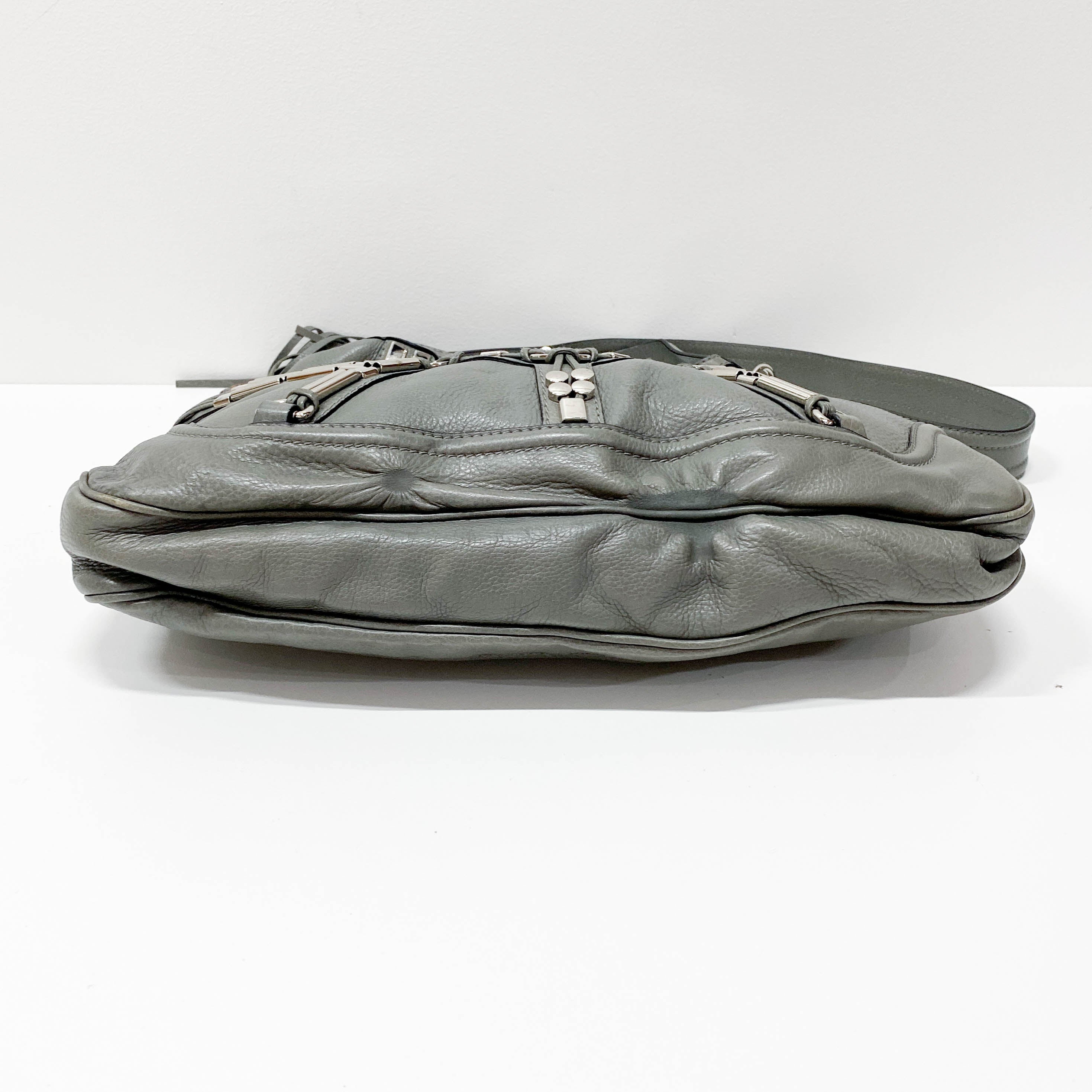 New Jackie Grey Leather Two Way Bag