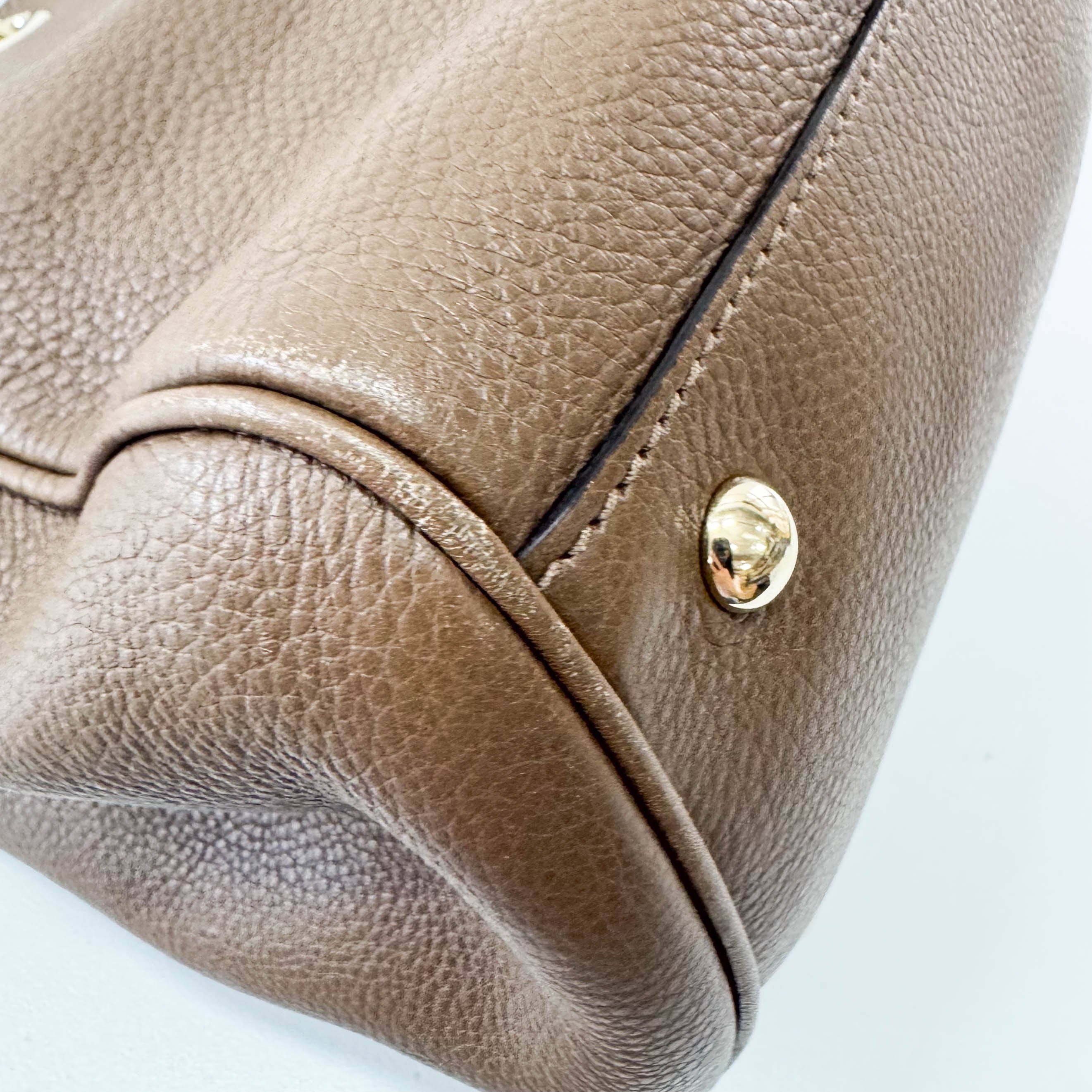 Bamboo Shopper Brown Leather Hand Tote Bag