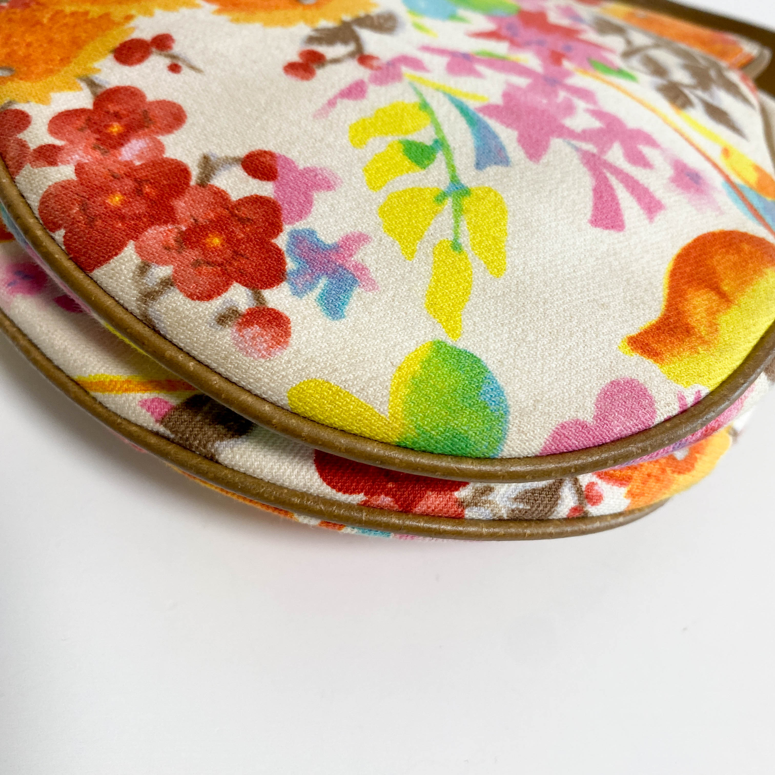 Saddle Floral Printed Canvas Shoulder Bag