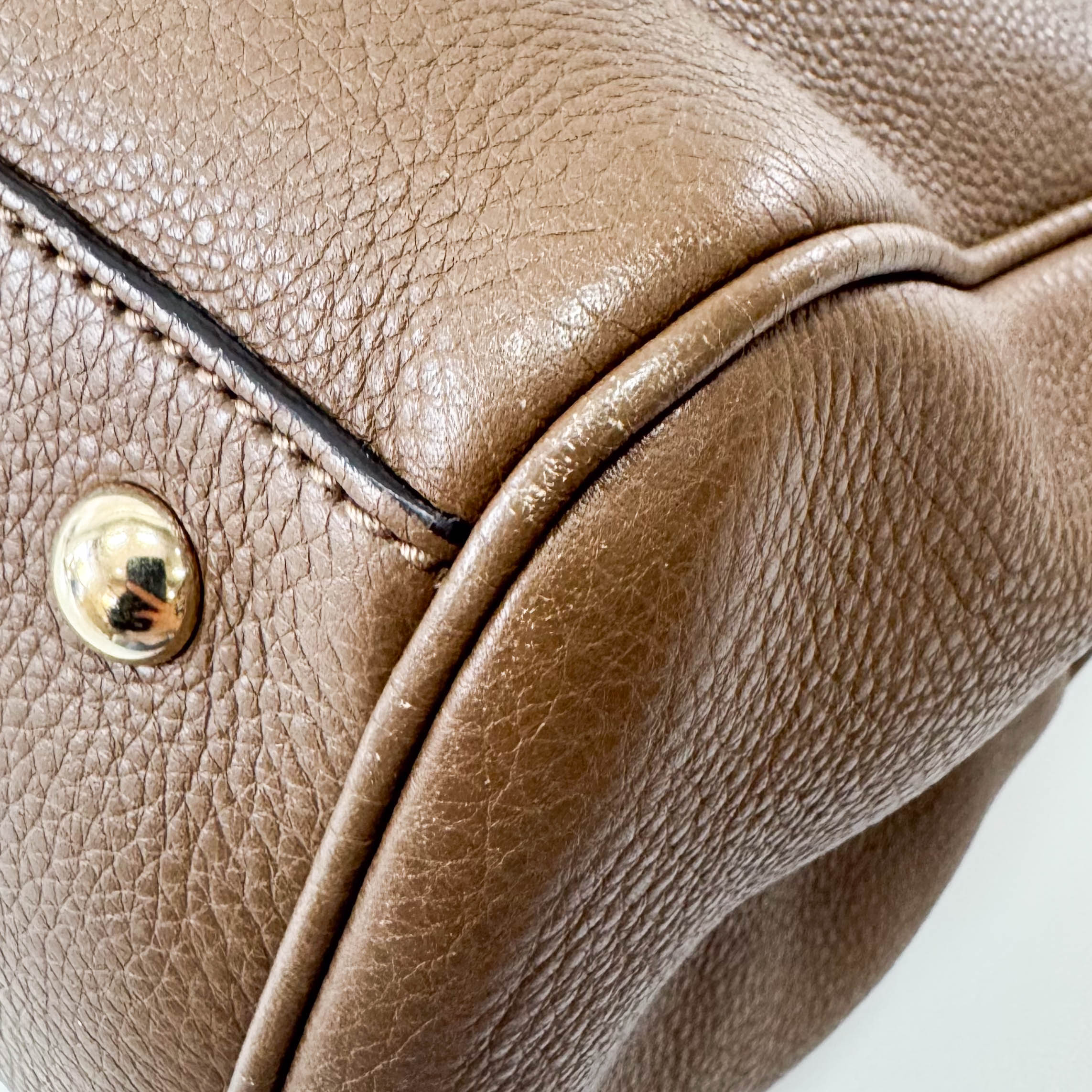 Bamboo Shopper Brown Leather Hand Tote Bag