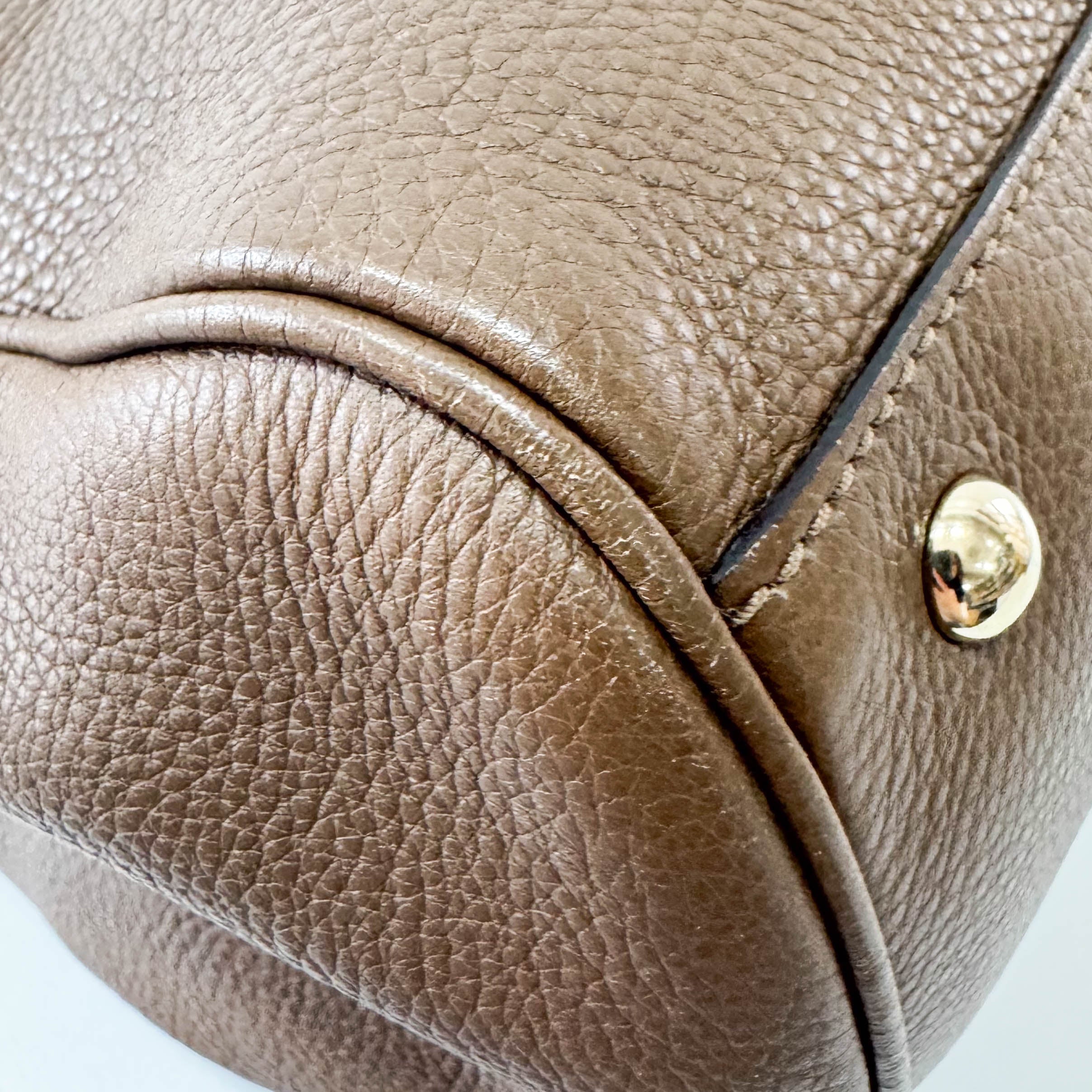 Bamboo Shopper Brown Leather Hand Tote Bag