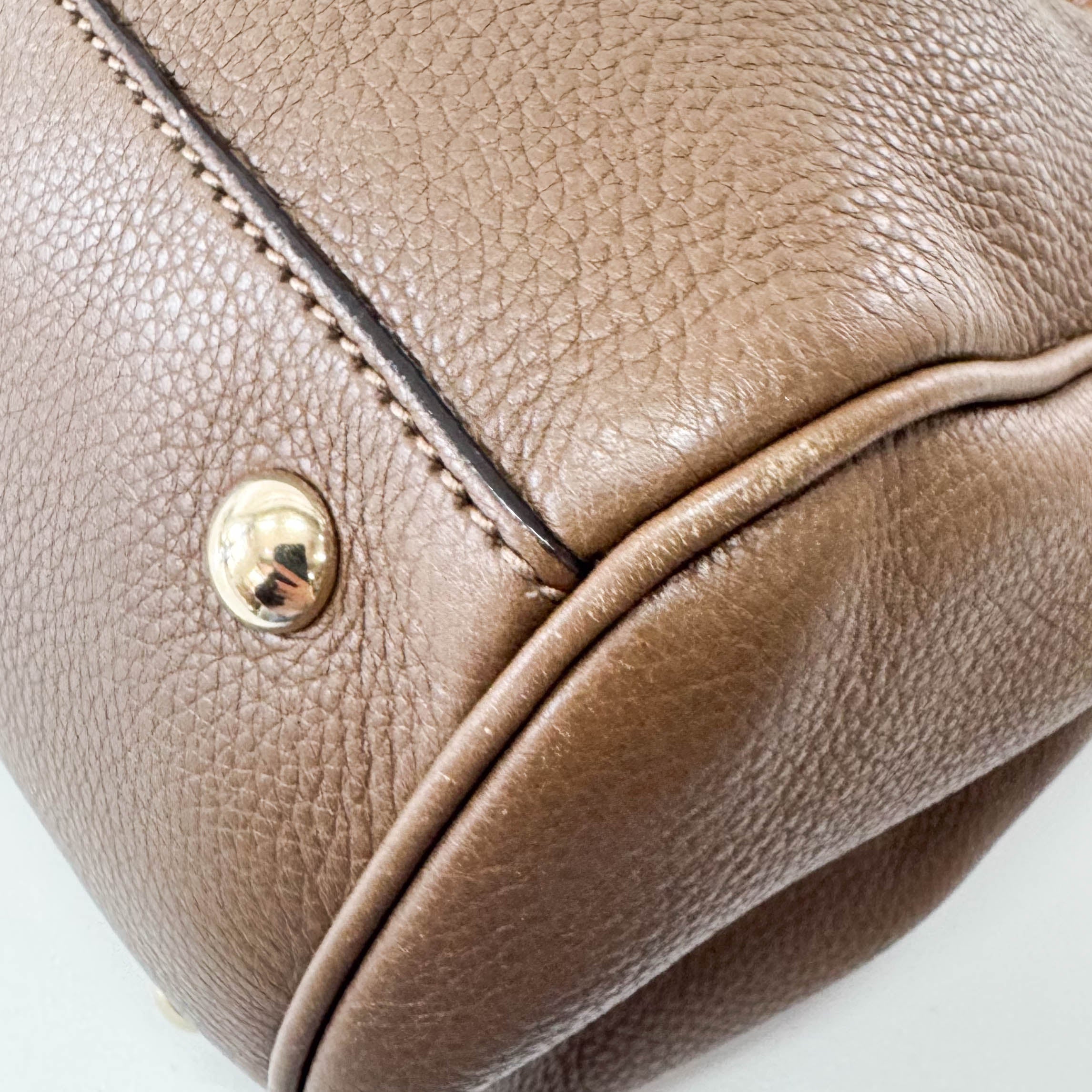 Bamboo Shopper Brown Leather Hand Tote Bag