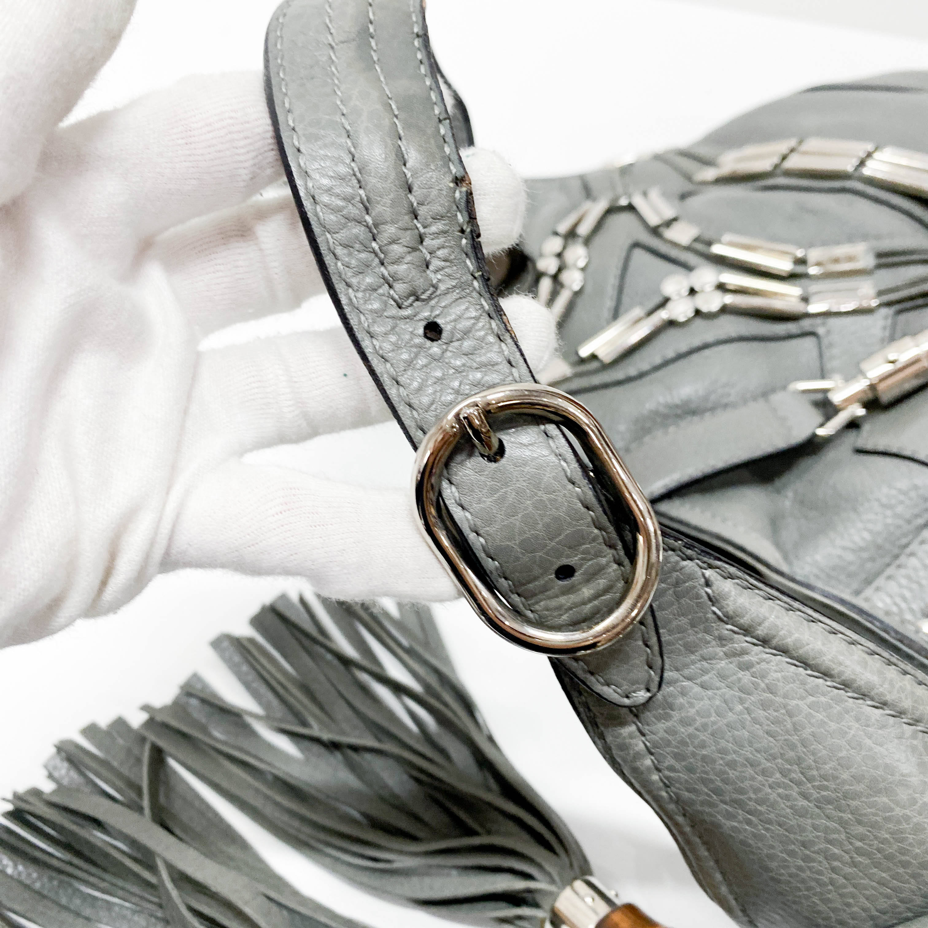 New Jackie Grey Leather Two Way Bag