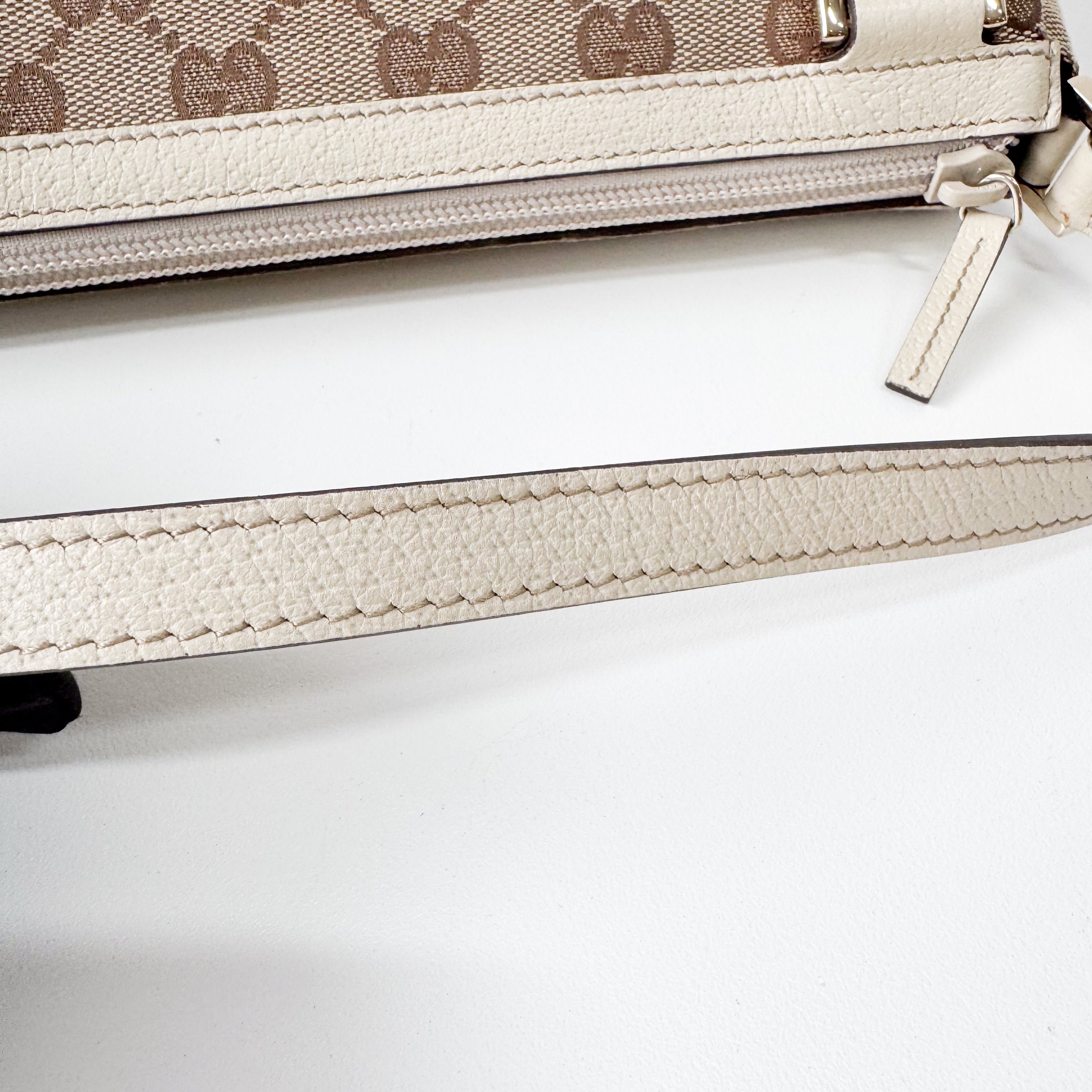 GG Abby Small Beige Canvas Shoulder Bag