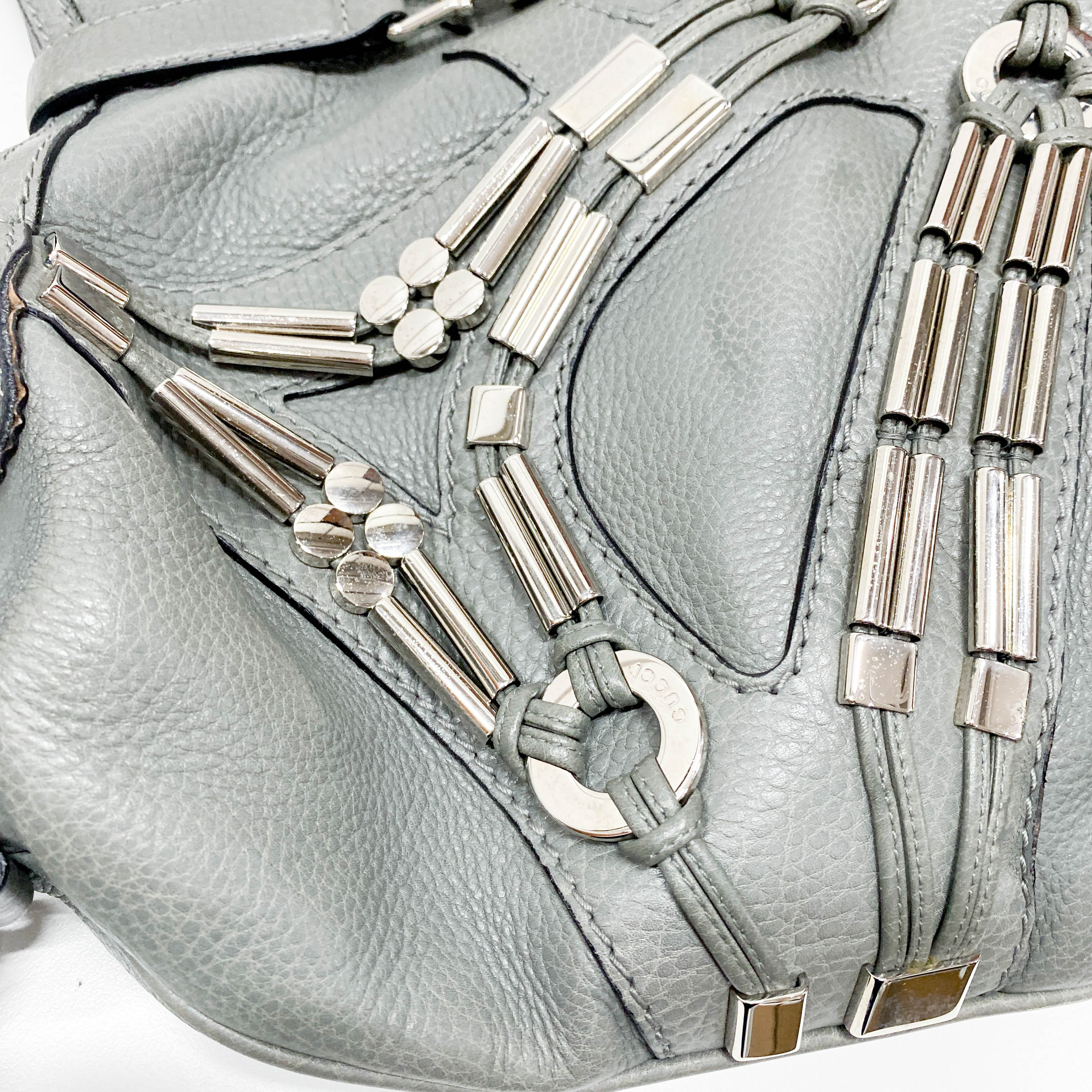New Jackie Grey Leather Two Way Bag