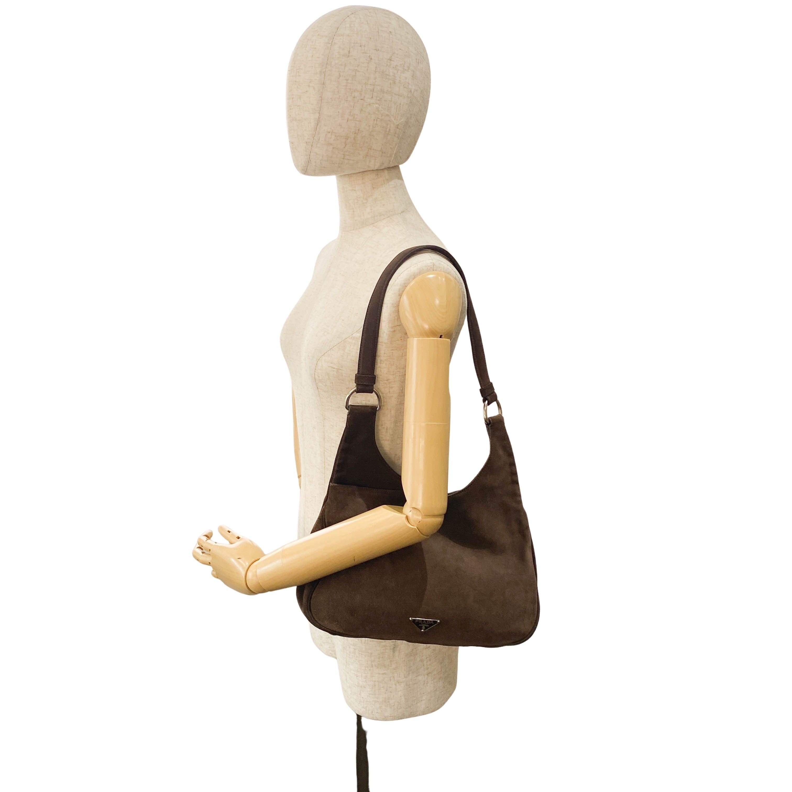 Brown Suede Hobo Shoulder Bag