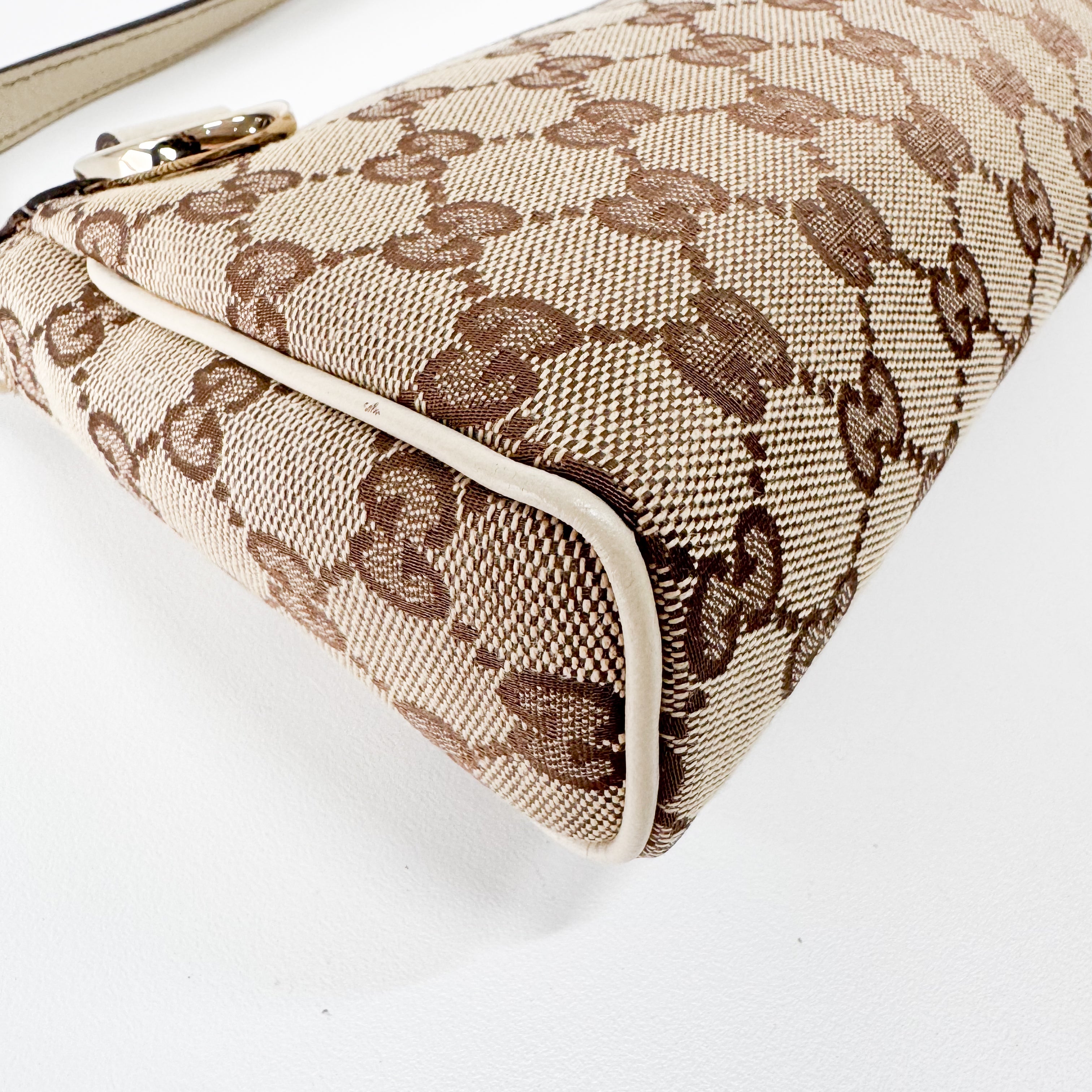 GG Abby Small Beige Canvas Shoulder Bag