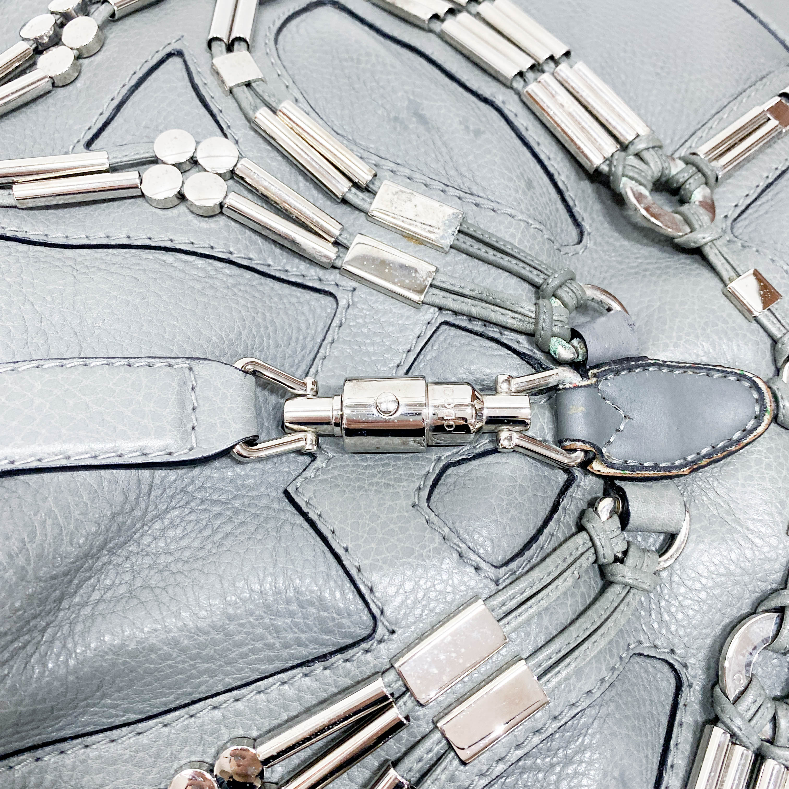 New Jackie Grey Leather Two Way Bag