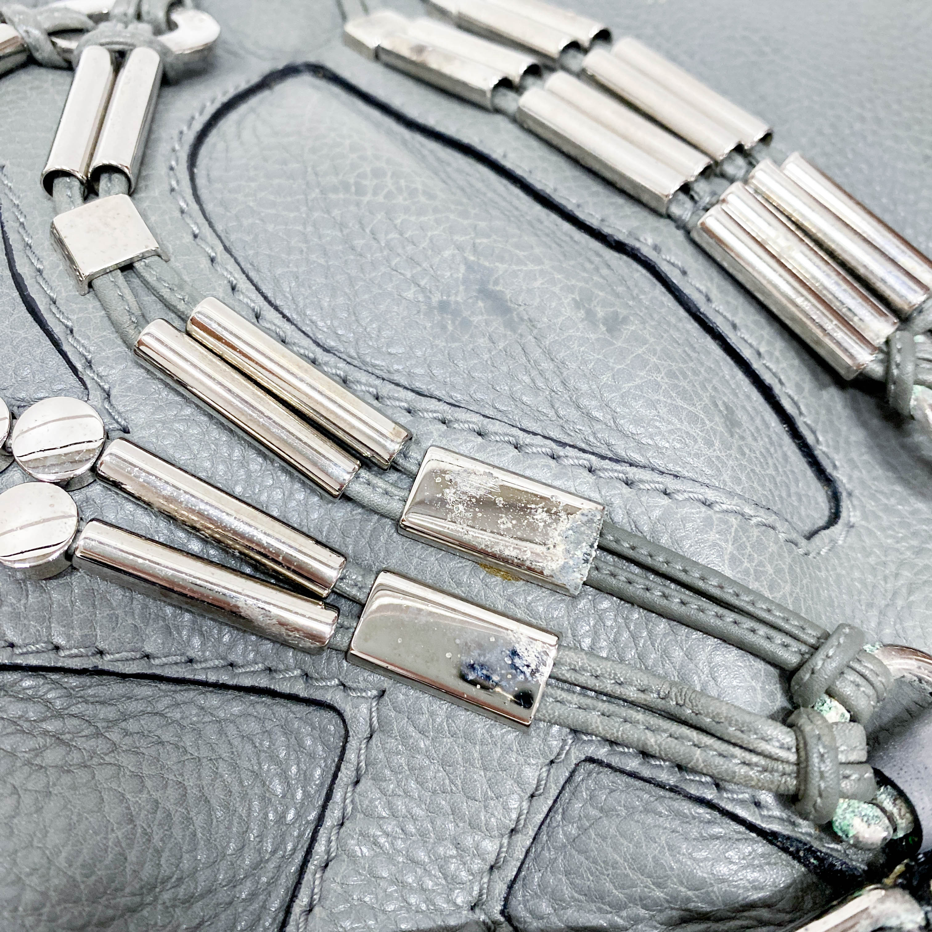 New Jackie Grey Leather Two Way Bag