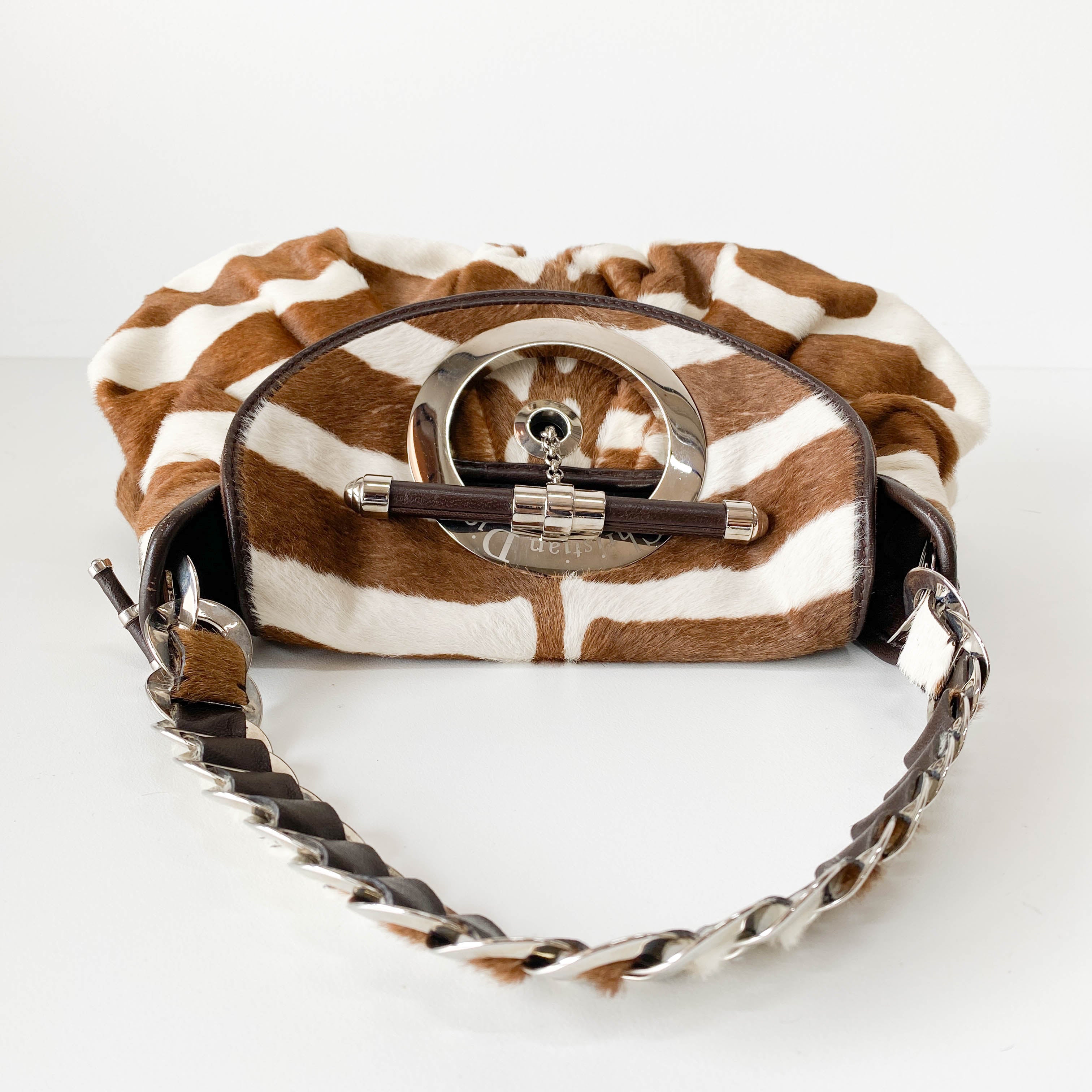 Vintage Brown Pony Hair Cow Print Shoulder Bag