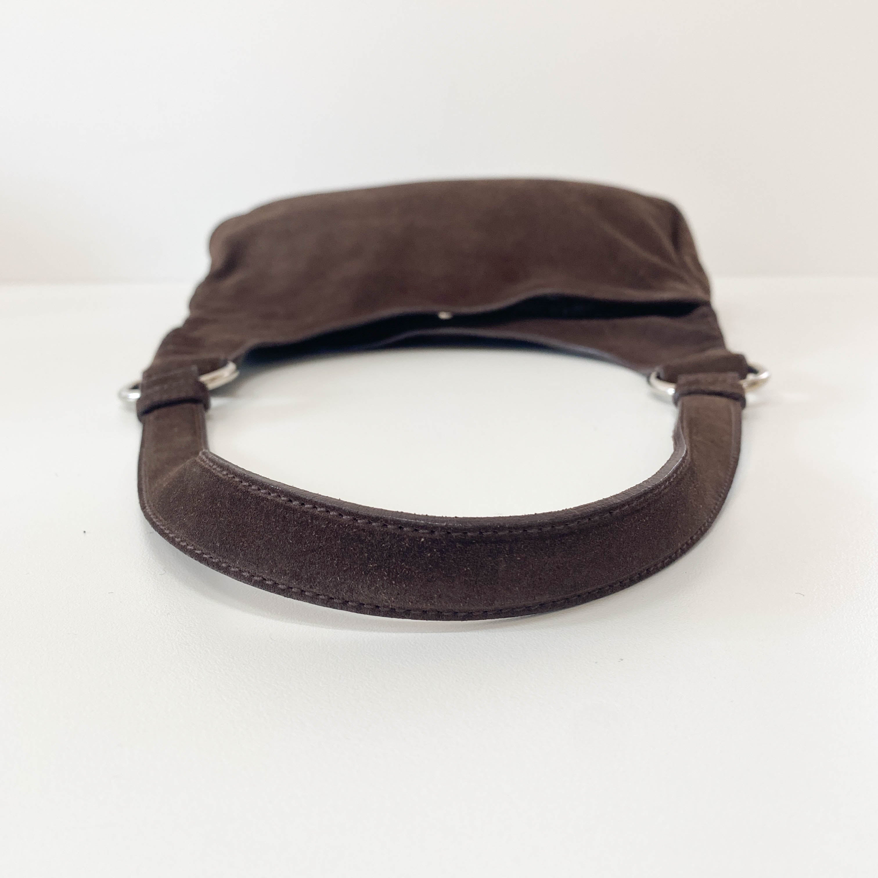 Brown Suede Hobo Shoulder Bag