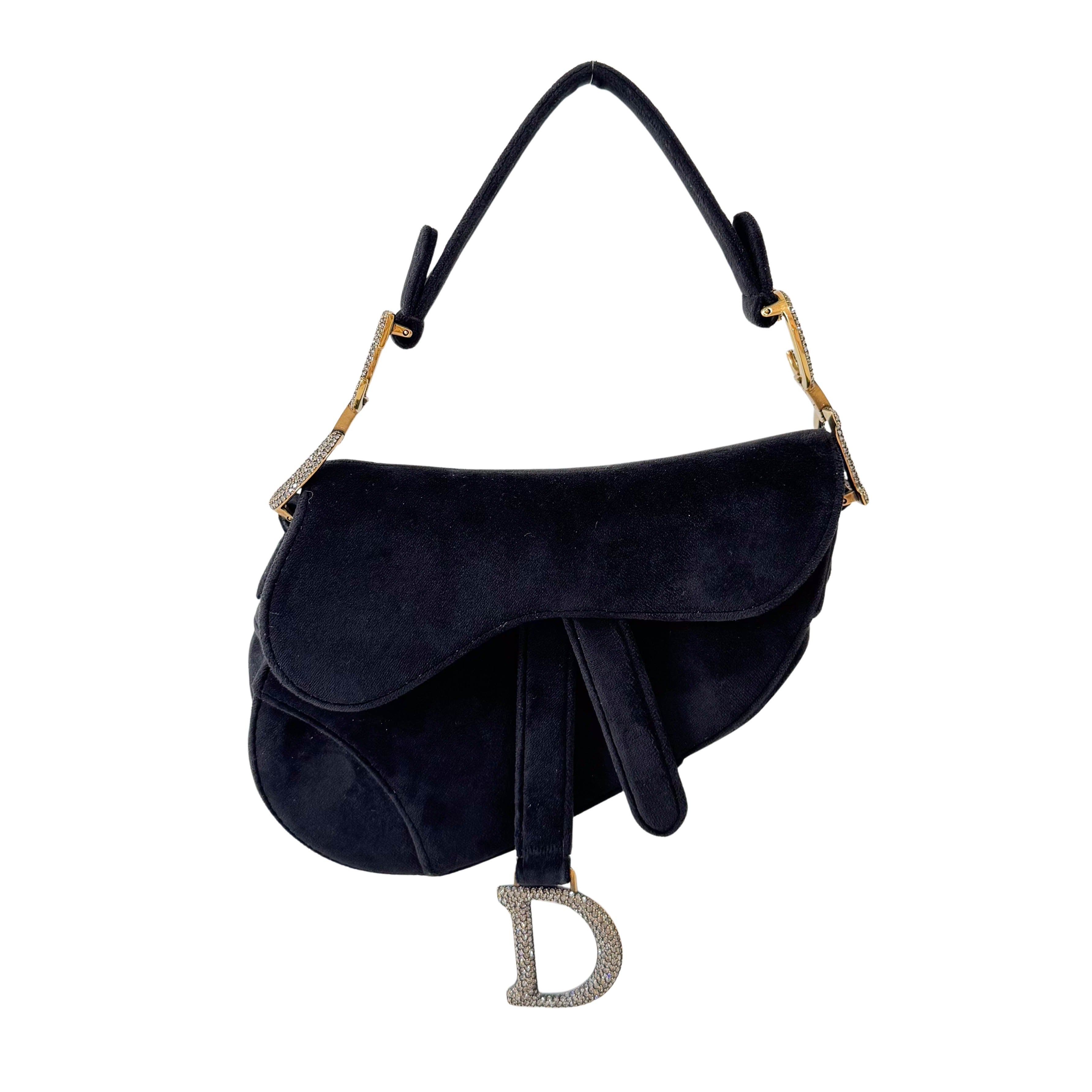 Mini Saddle Black Velvet Bag