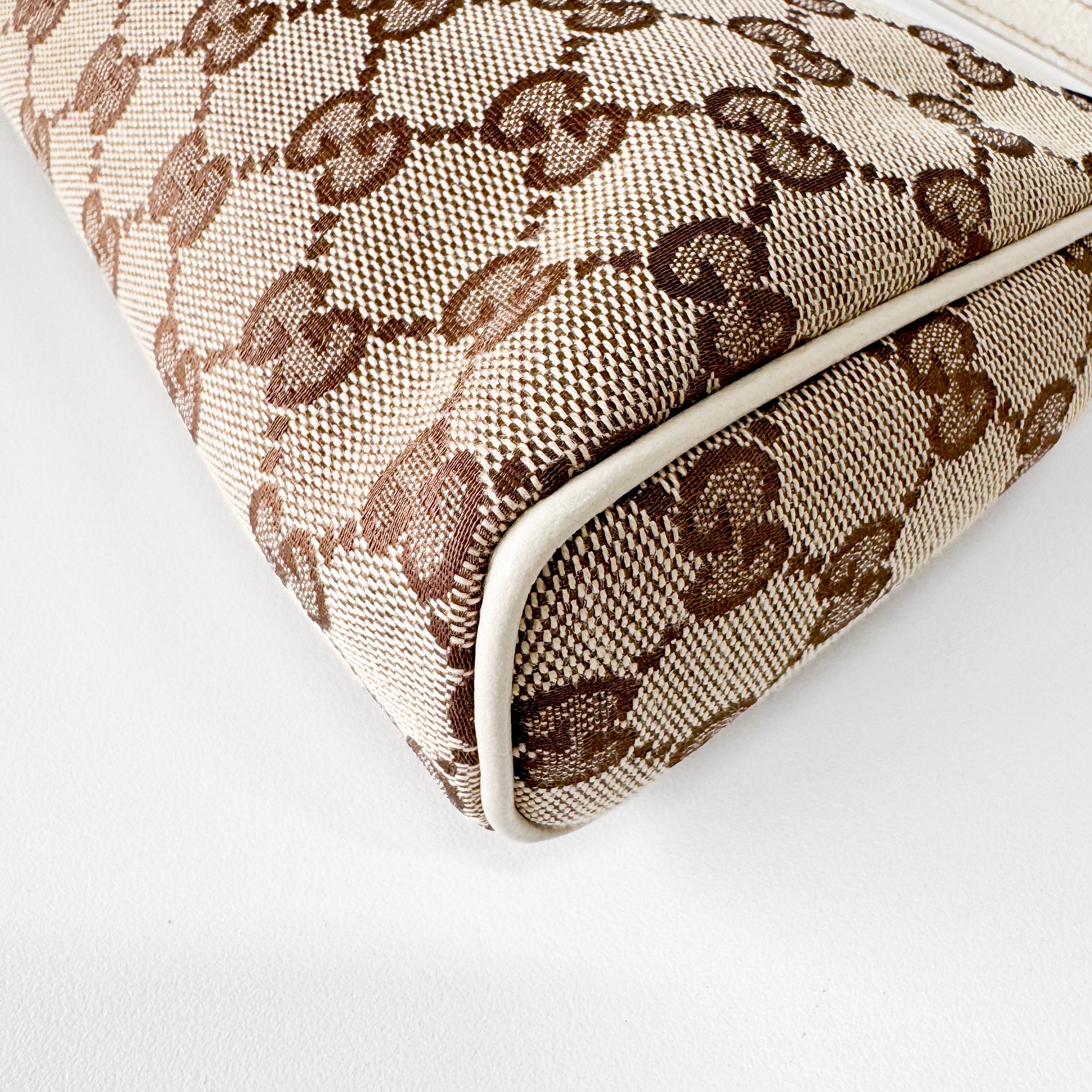 GG Abby Small Beige Canvas Shoulder Bag