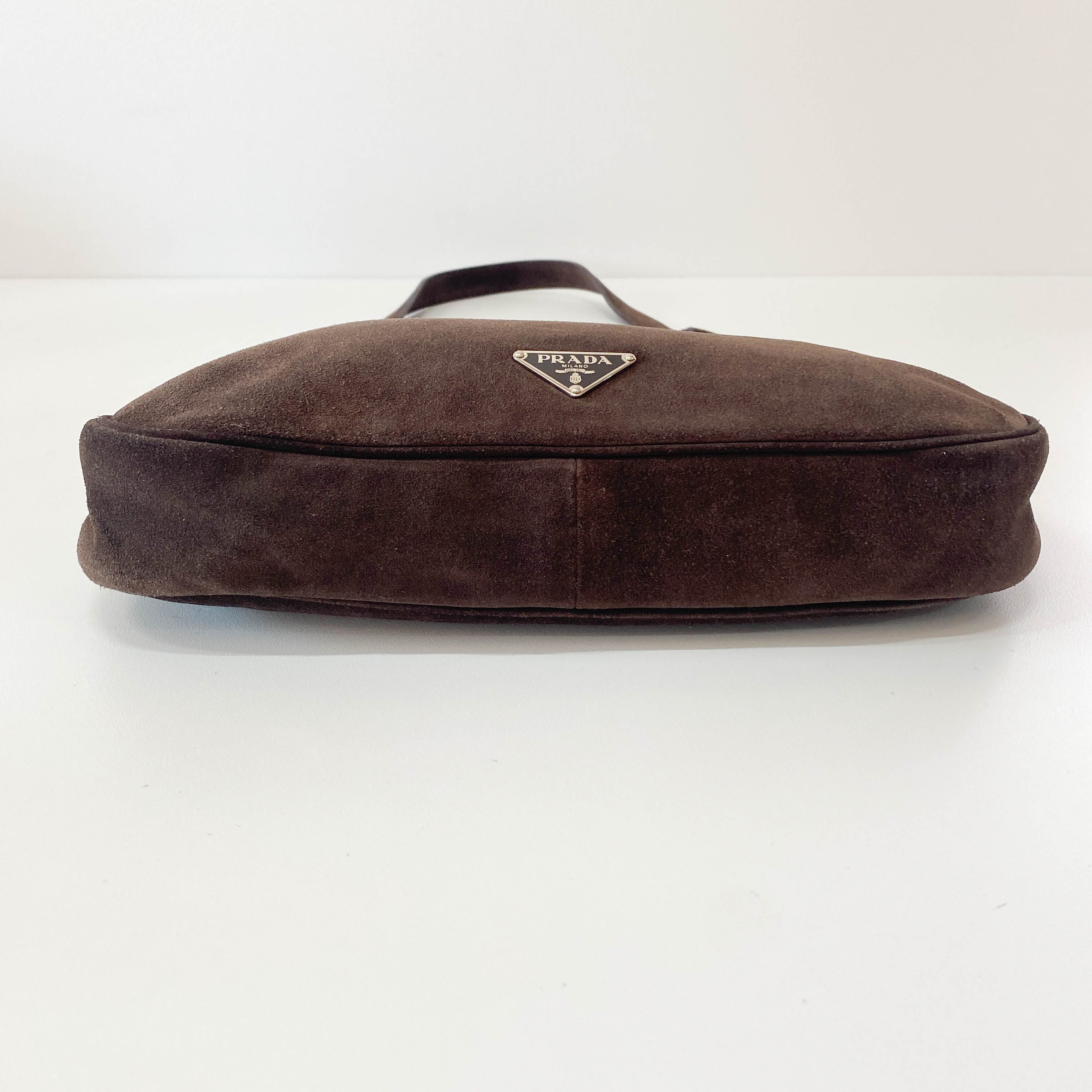 Brown Suede Hobo Shoulder Bag