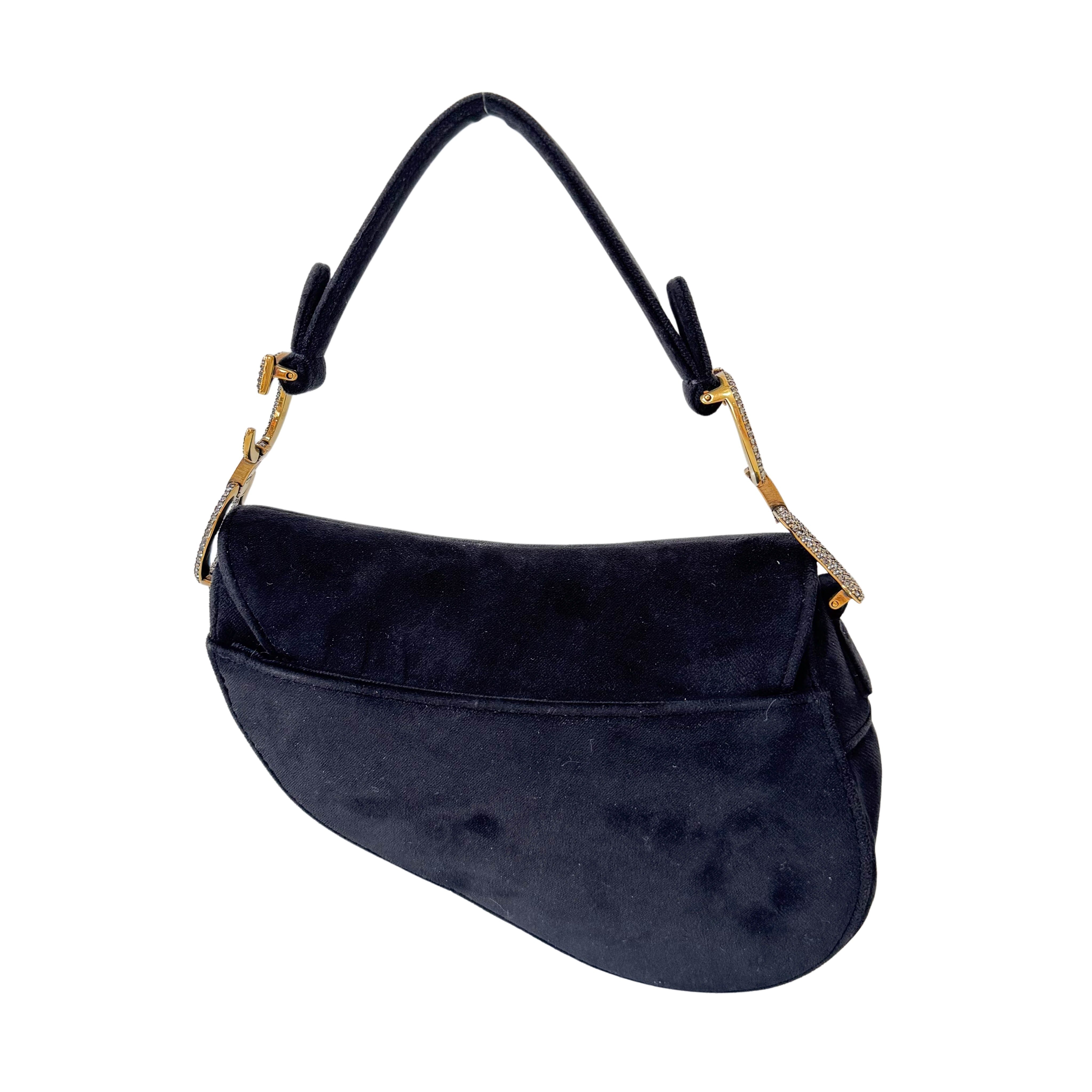 Mini Saddle Black Velvet Bag