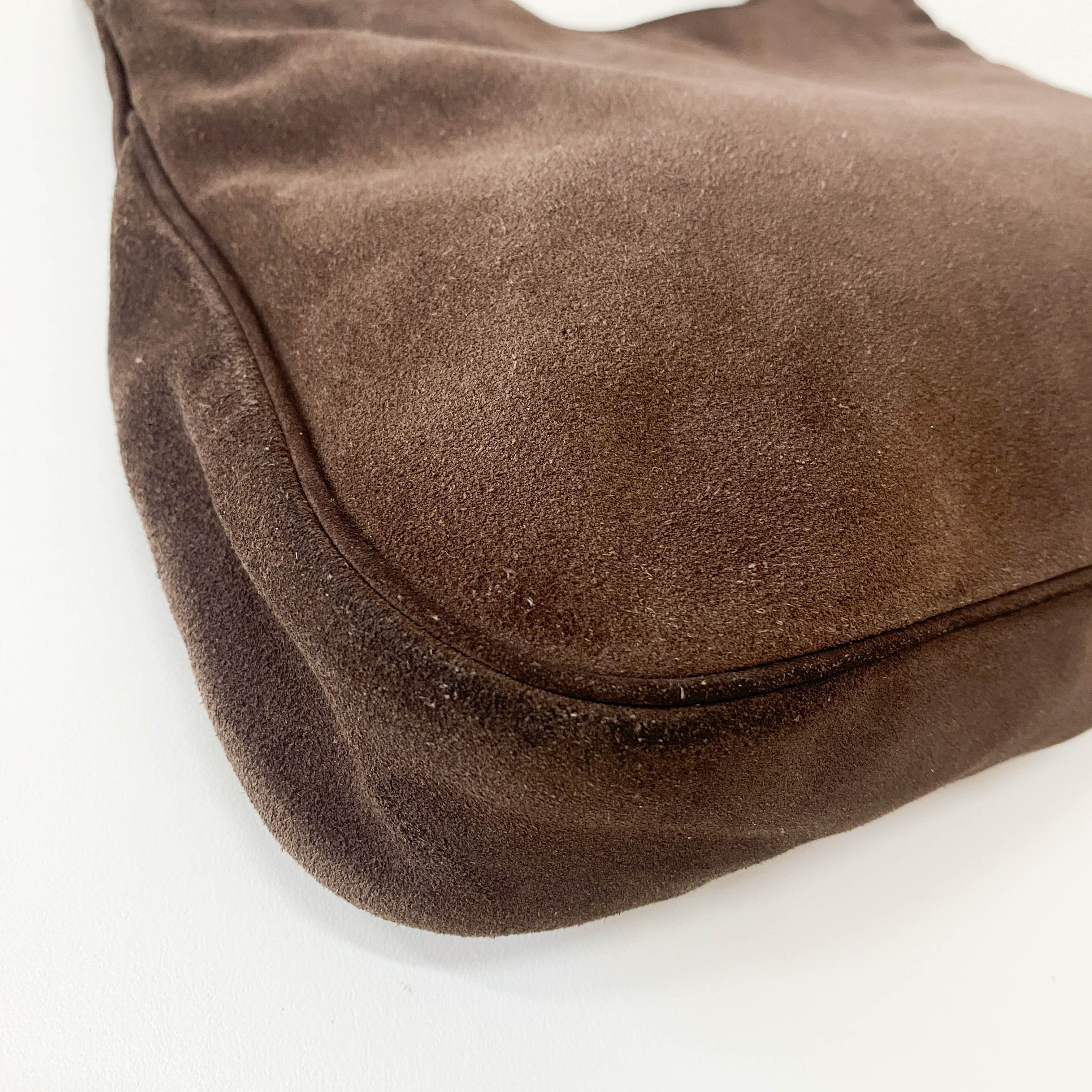 Brown Suede Hobo Shoulder Bag
