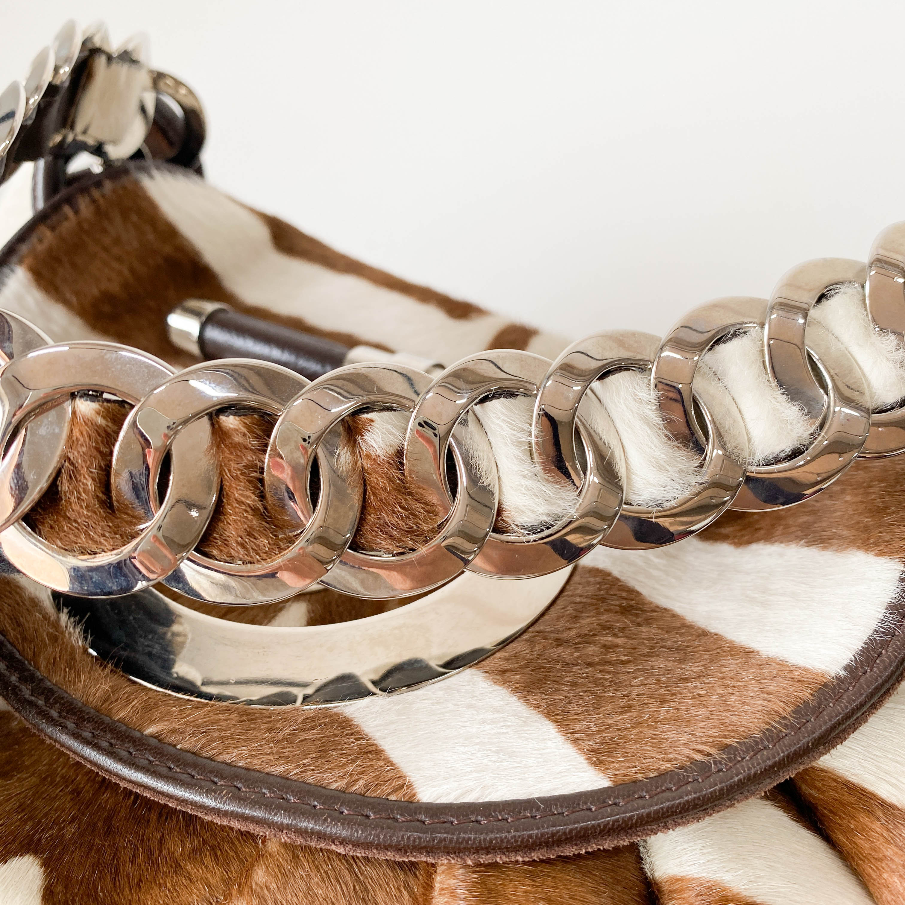 Vintage Brown Pony Hair Cow Print Shoulder Bag