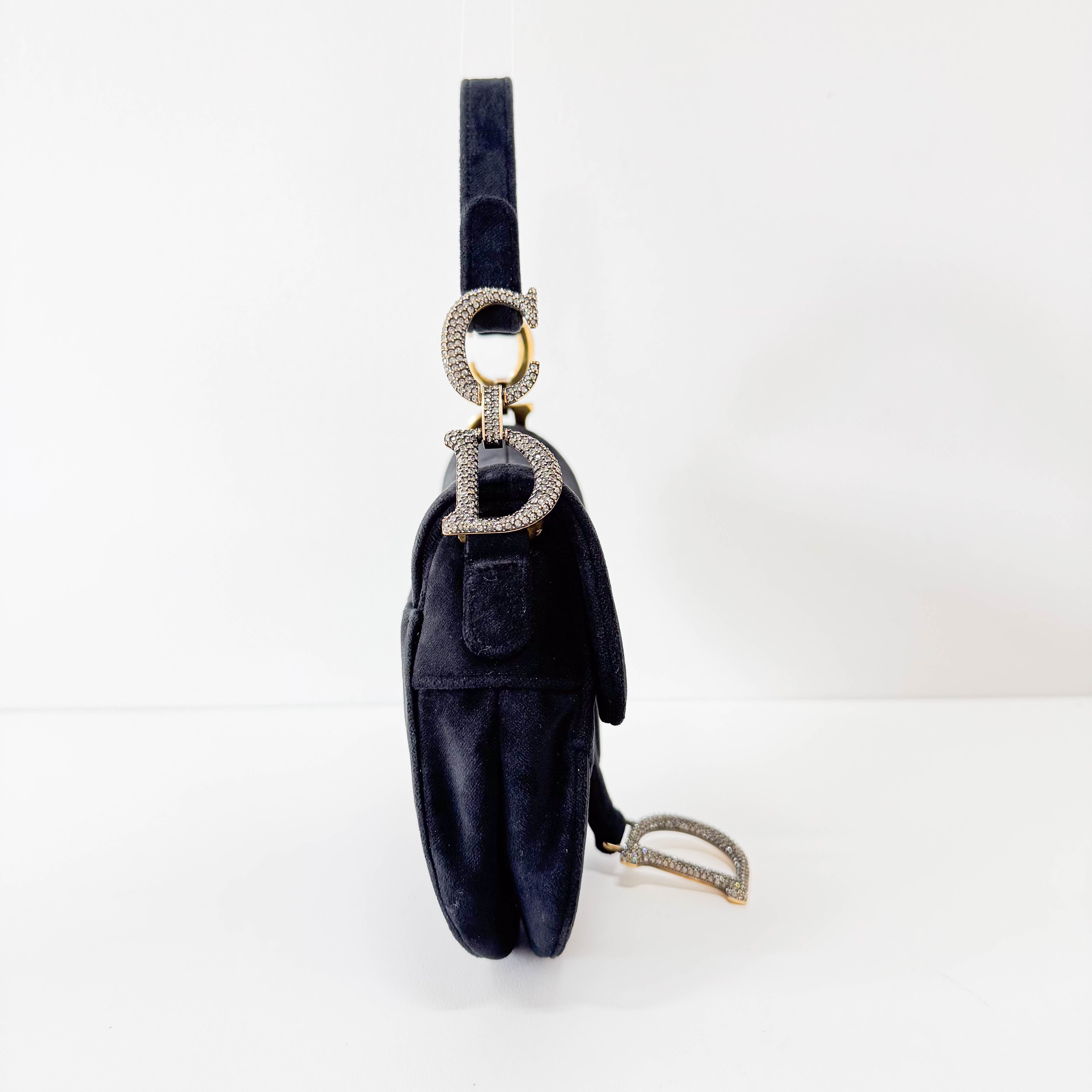 Mini Saddle Black Velvet Bag