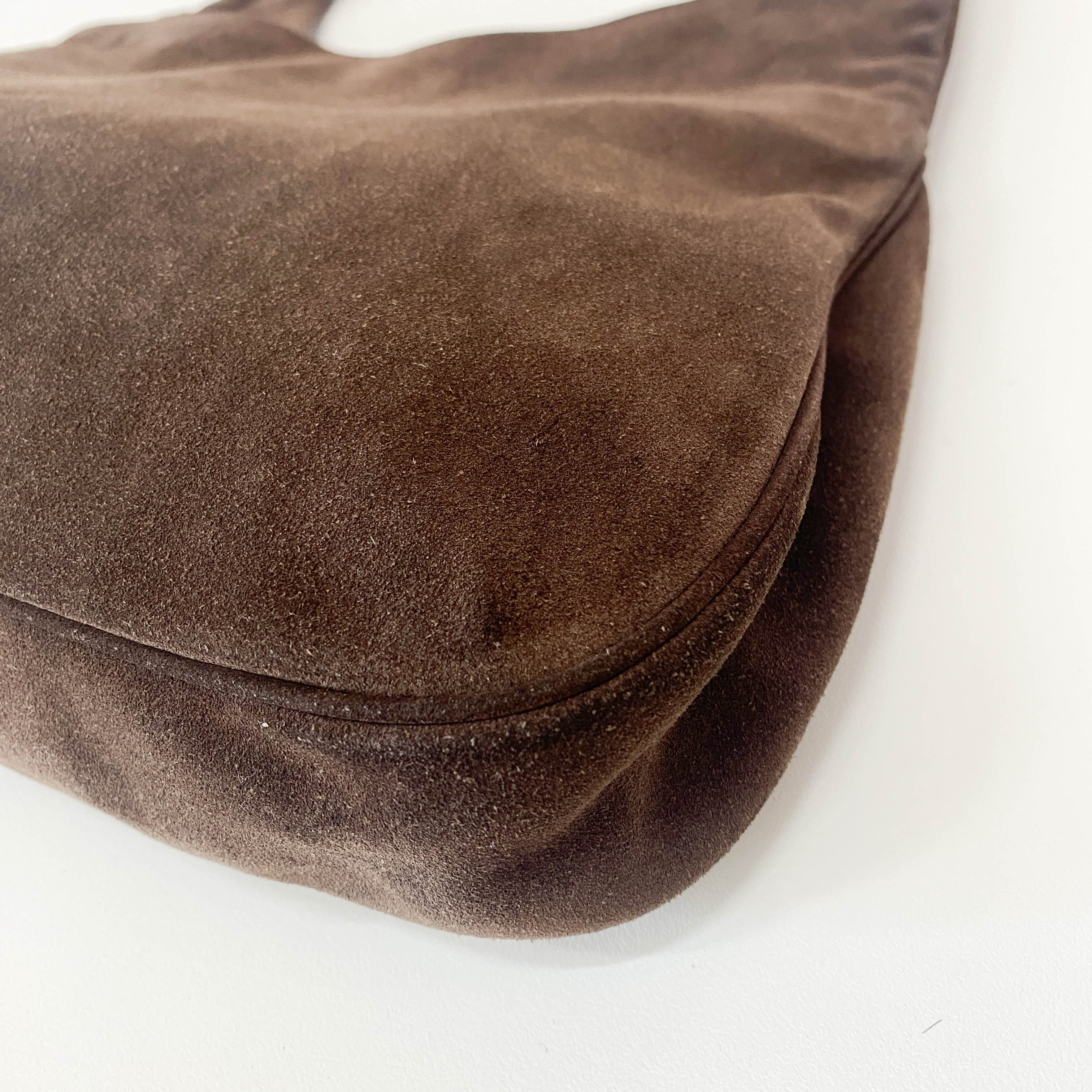Brown Suede Hobo Shoulder Bag