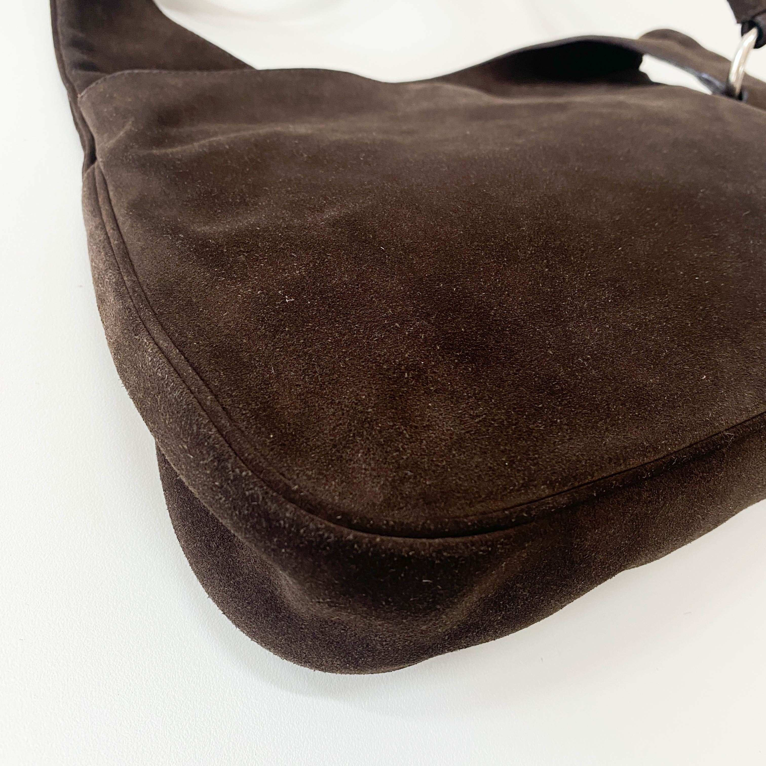 Brown Suede Hobo Shoulder Bag