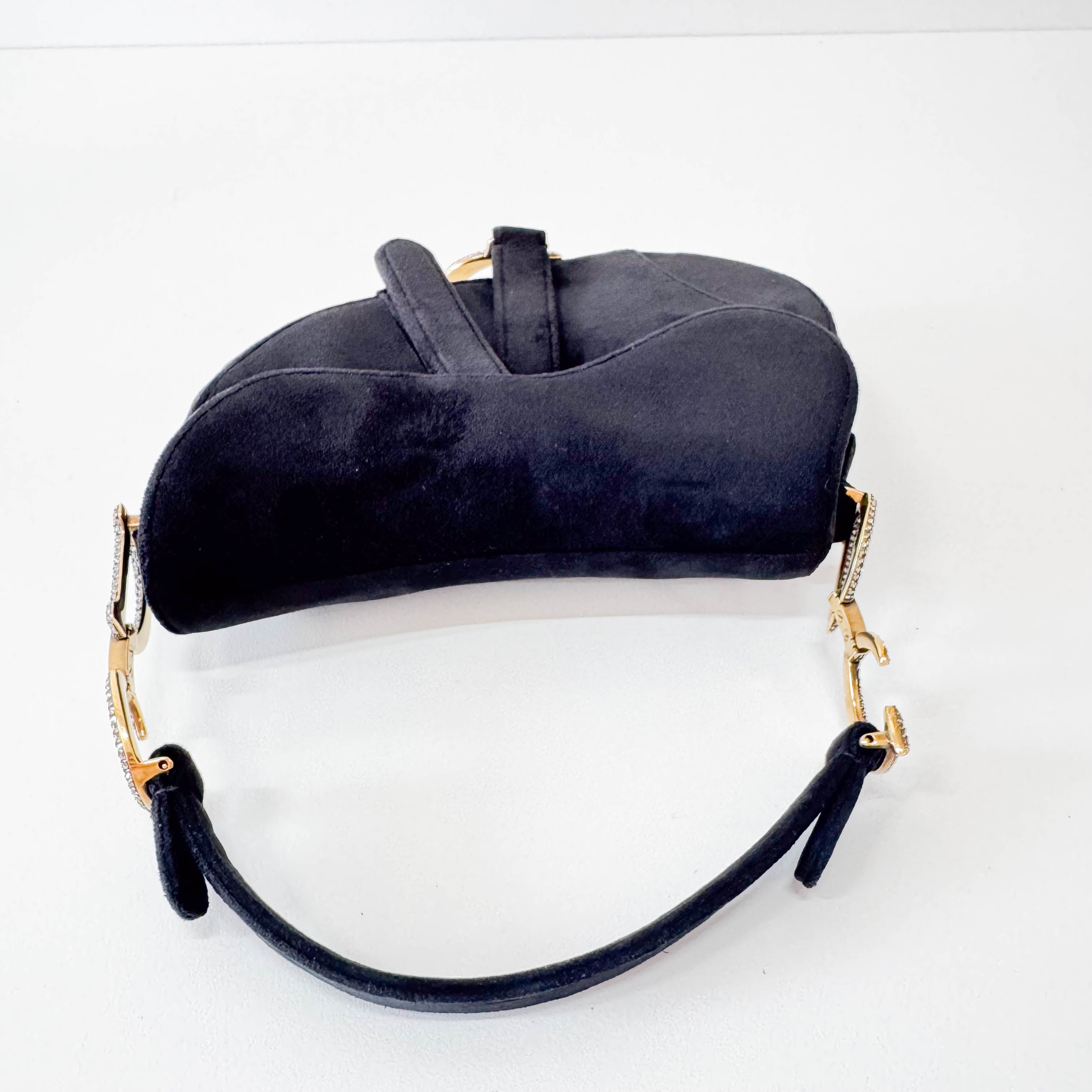 Mini Saddle Black Velvet Bag