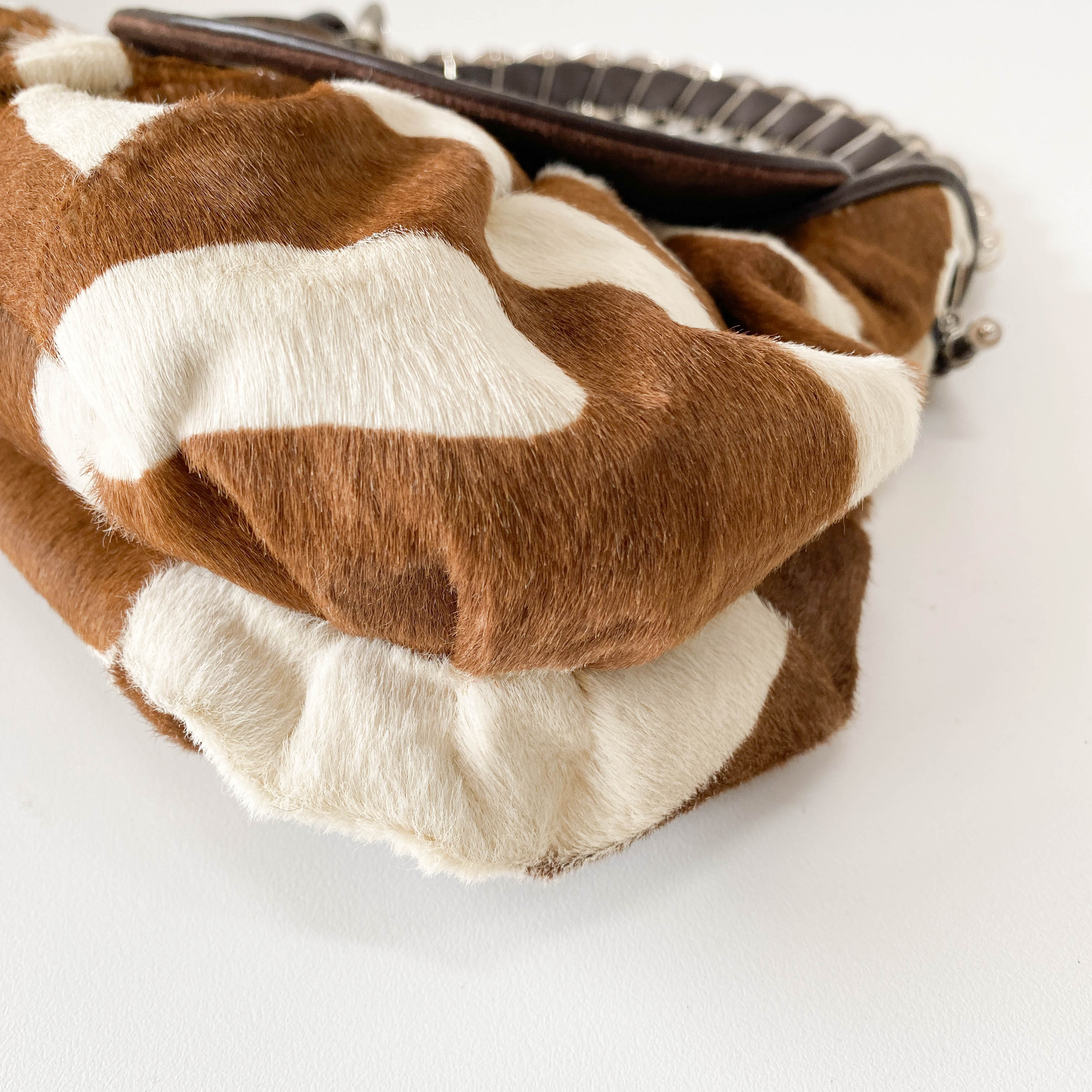 Vintage Brown Pony Hair Cow Print Shoulder Bag