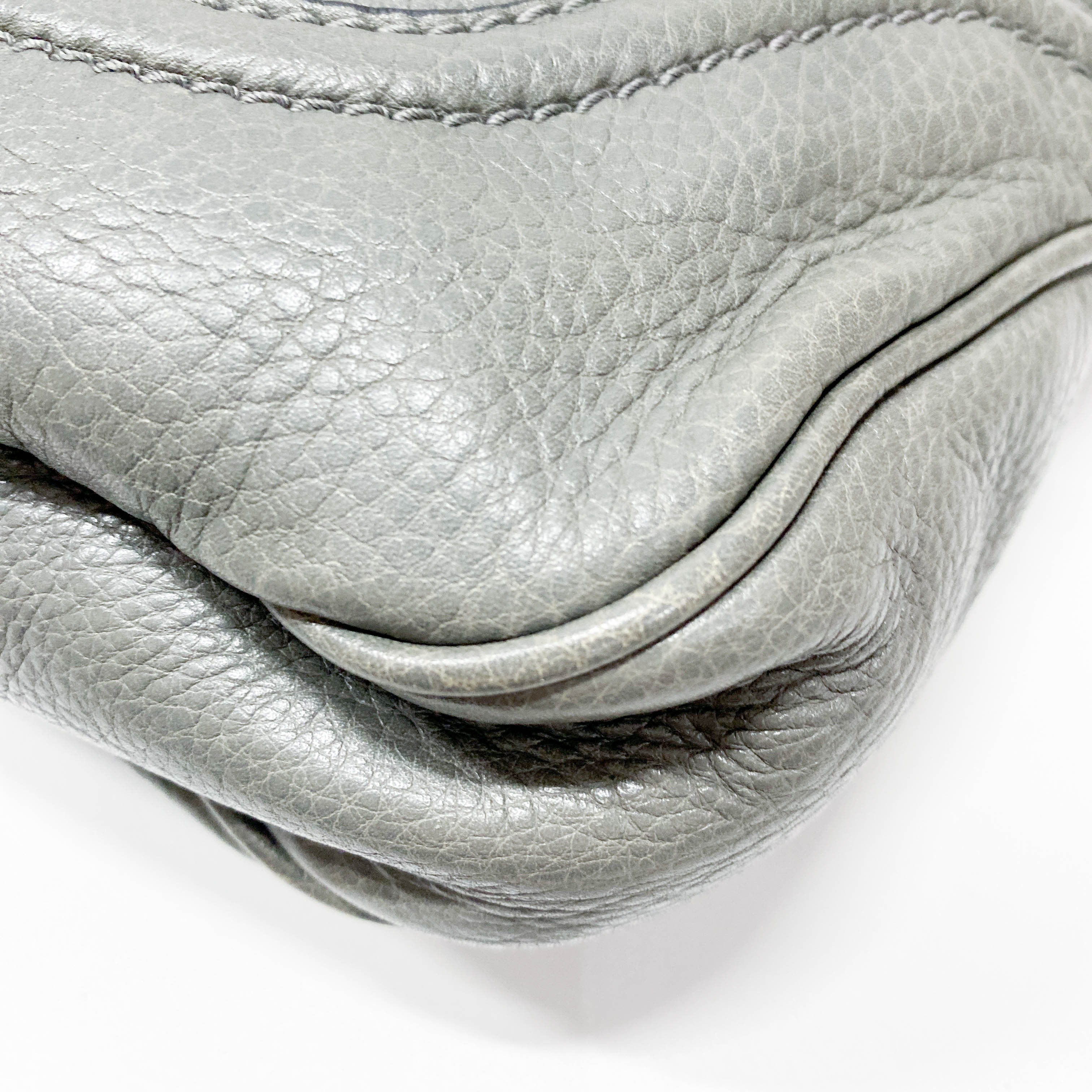 New Jackie Grey Leather Two Way Bag