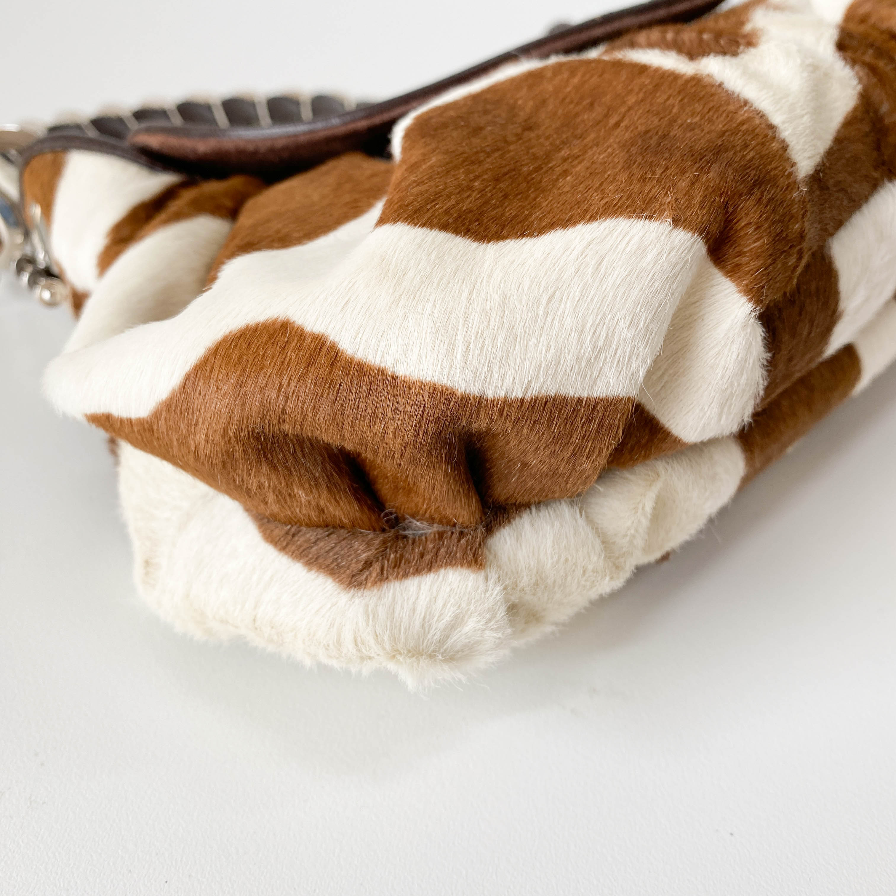 Vintage Brown Pony Hair Cow Print Shoulder Bag