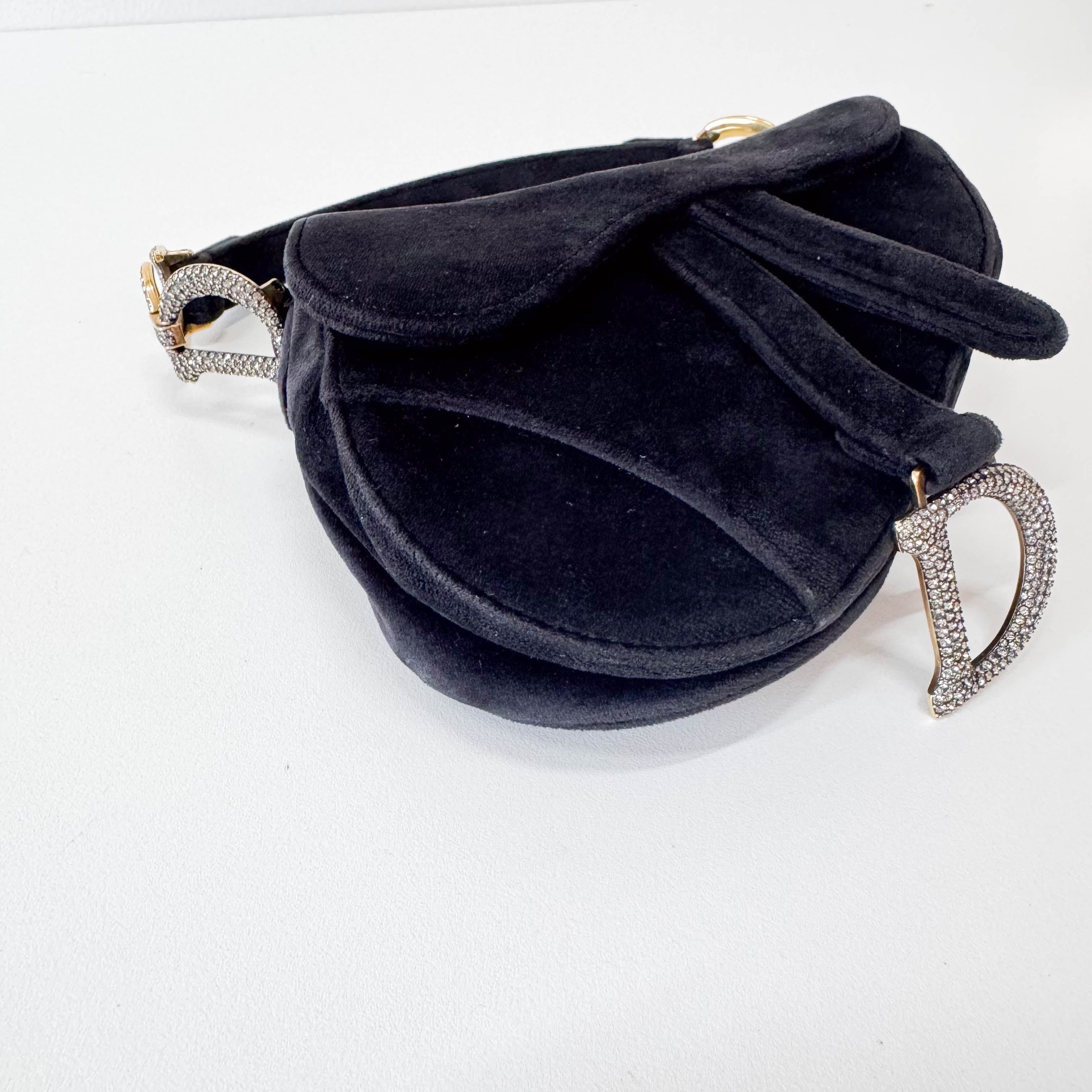 Mini Saddle Black Velvet Bag