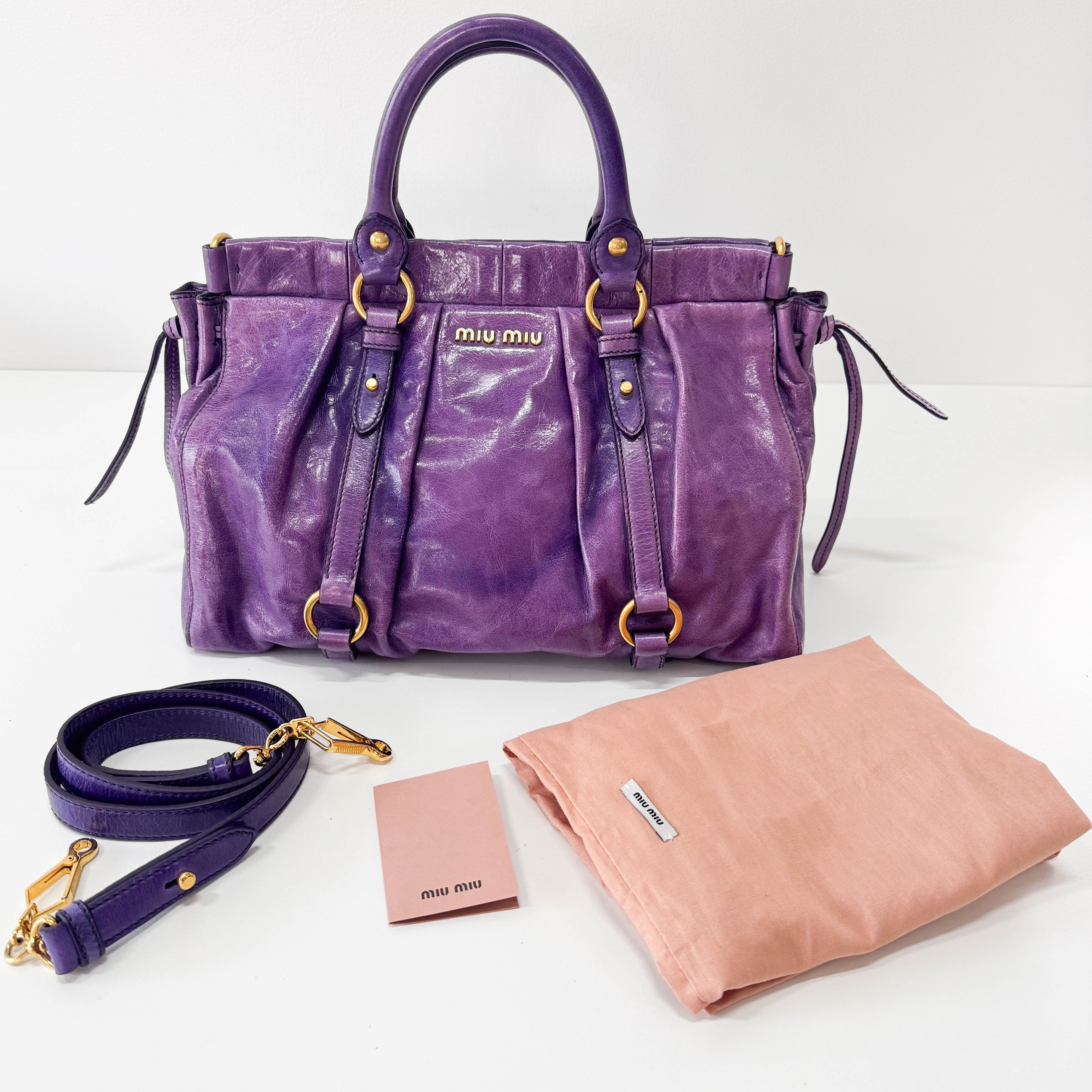 Vitello Bauletto Purple Leather Bag