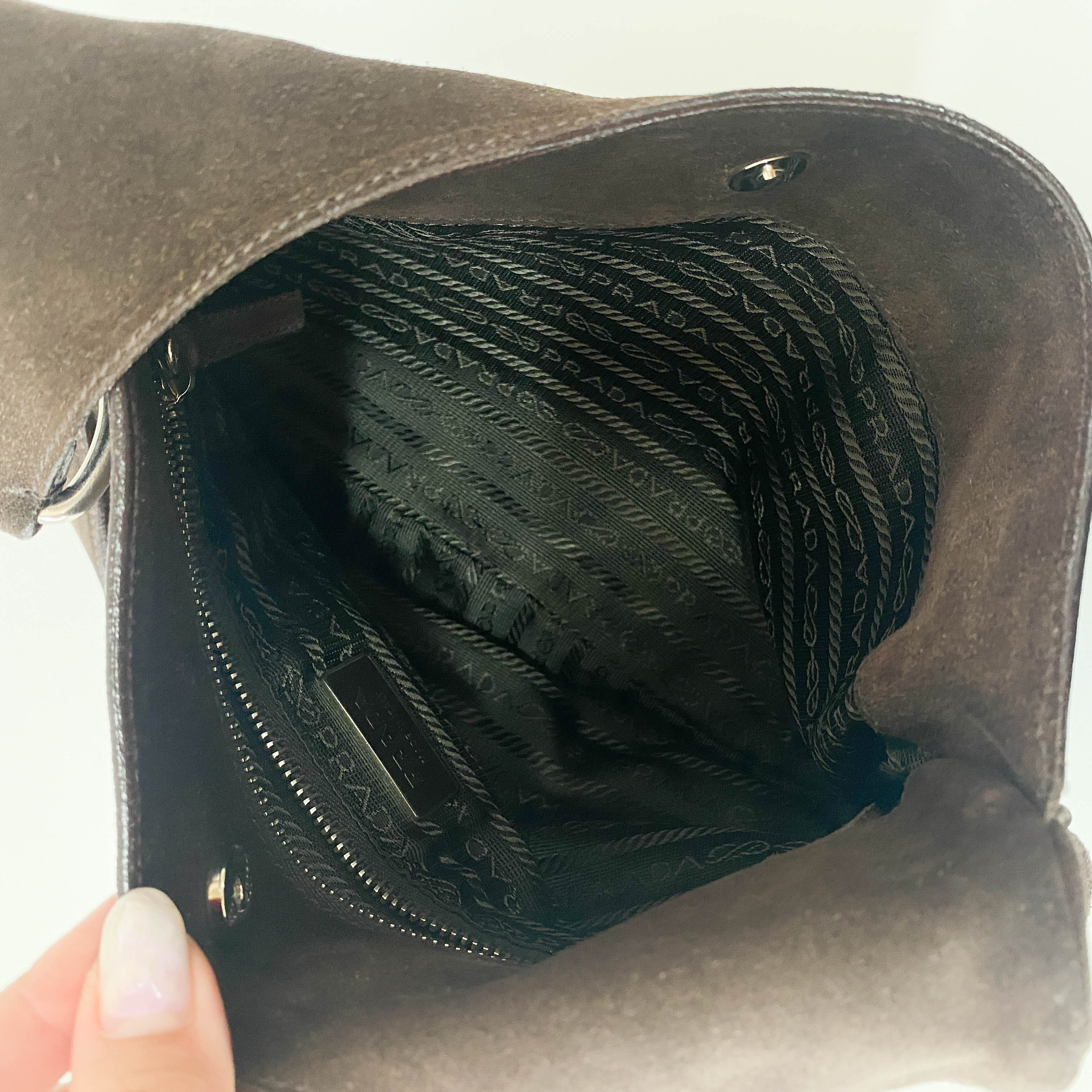 Brown Suede Hobo Shoulder Bag