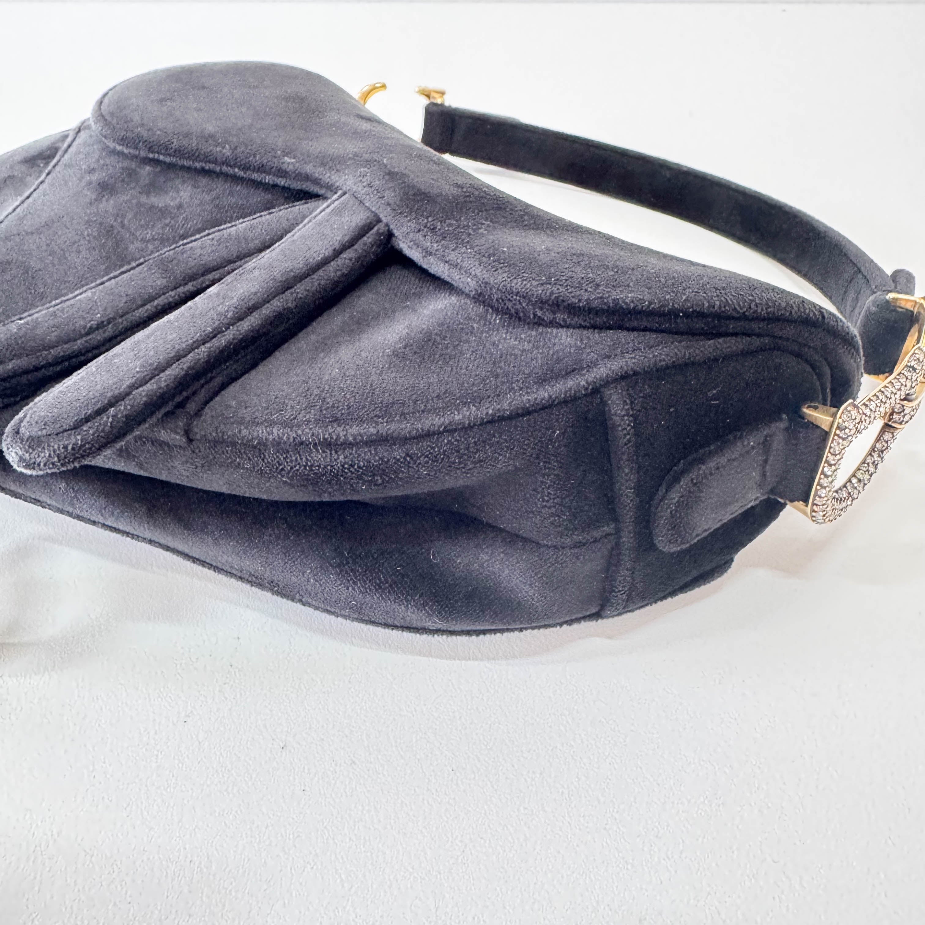 Mini Saddle Black Velvet Bag