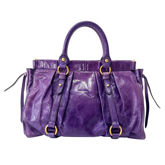 Vitello Bauletto Purple Leather Bag