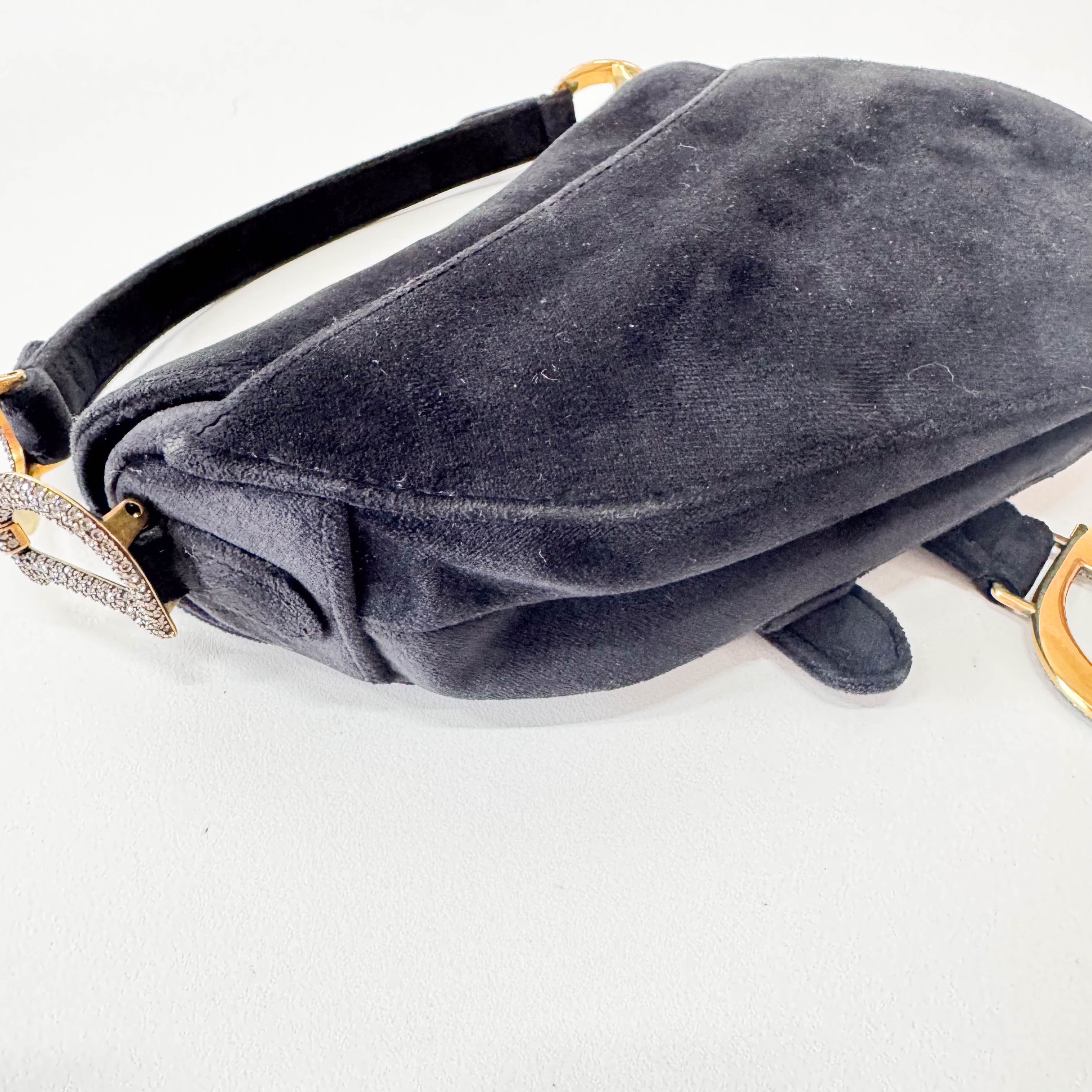 Mini Saddle Black Velvet Bag