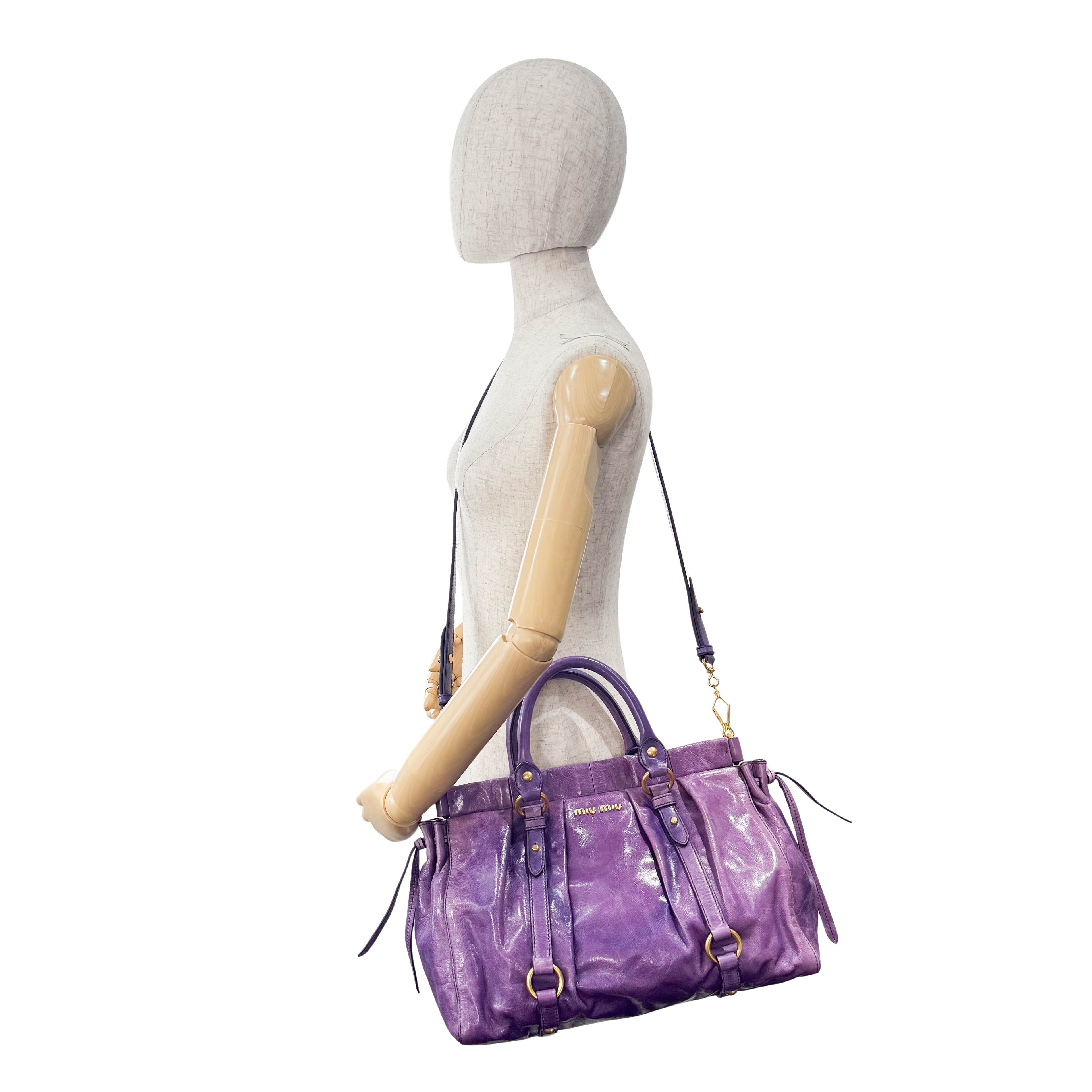 Vitello Bauletto Purple Leather Bag